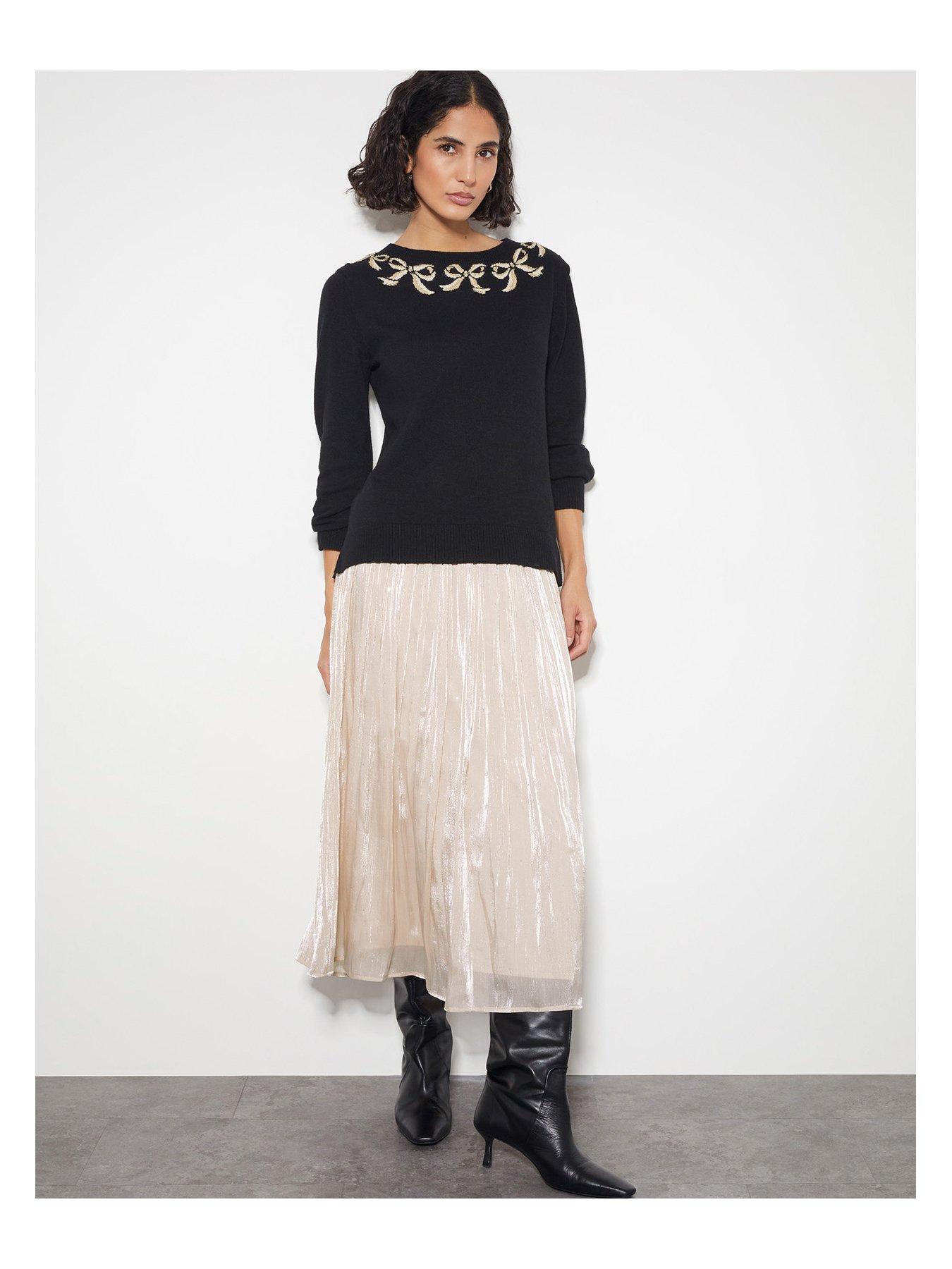Image 5 of 5 of Monsoon Bree Bow Neck Jumper - Black