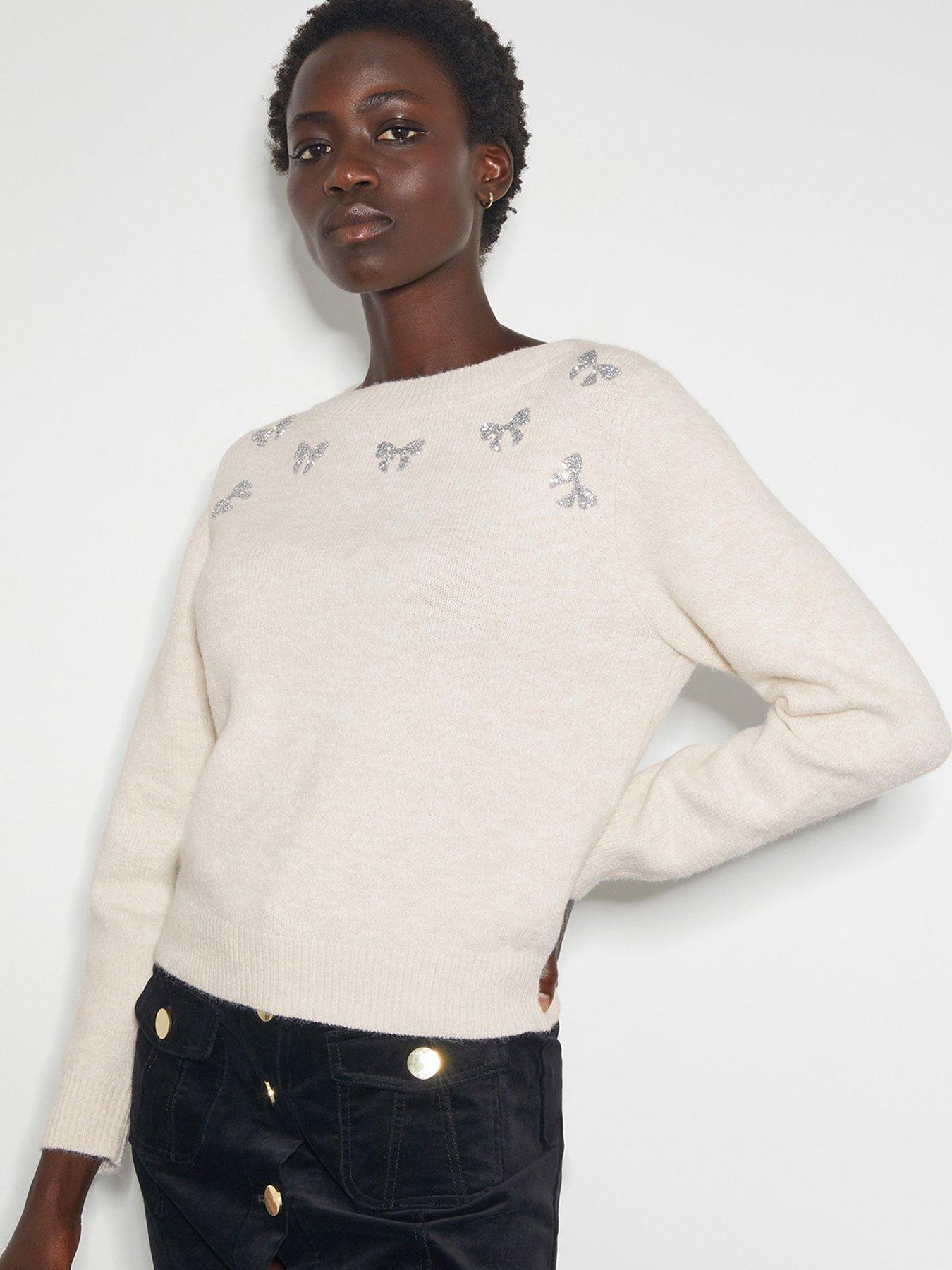 Monsoon Mal Mini Bow Jumper Cream Very