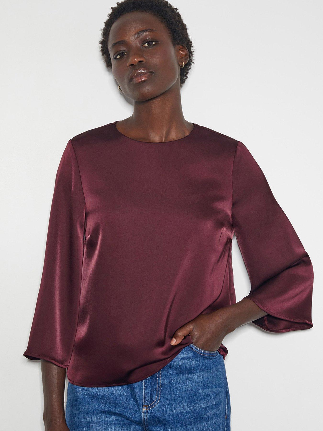 Maroon satin top online