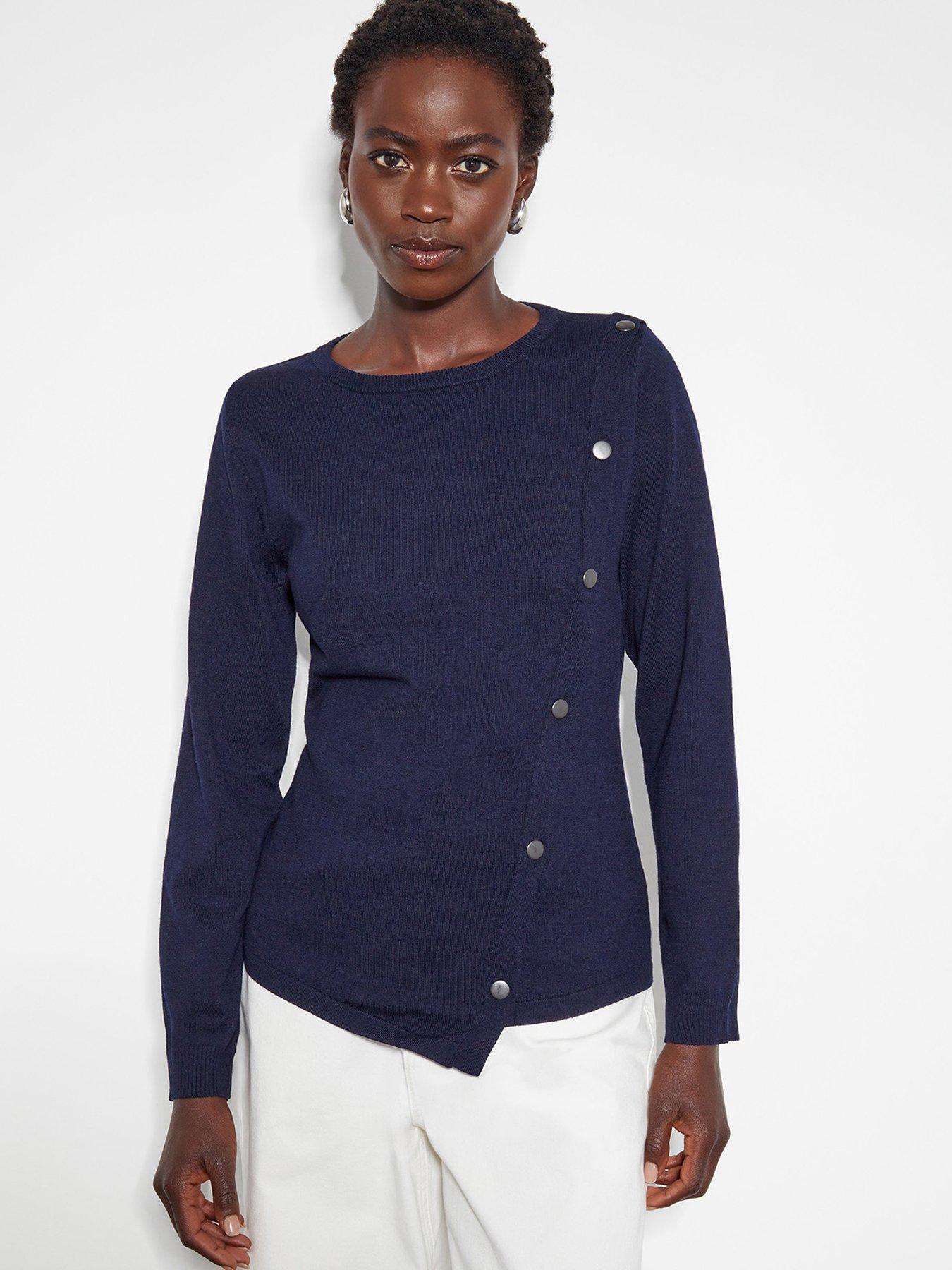 Image 1 of 6 of Monsoon Blythe Button Jumper - Navy