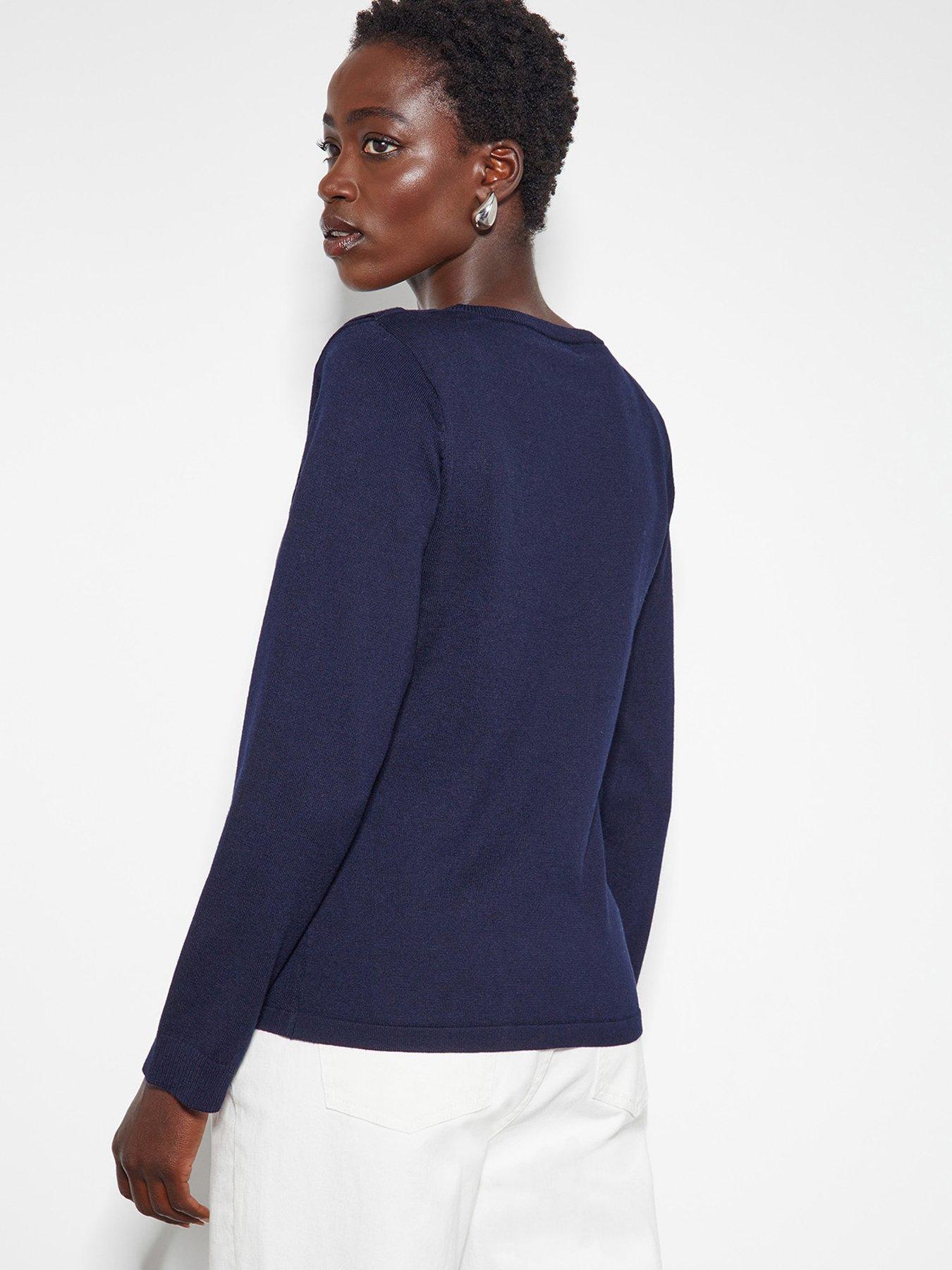 Image 2 of 6 of Monsoon Blythe Button Jumper - Navy