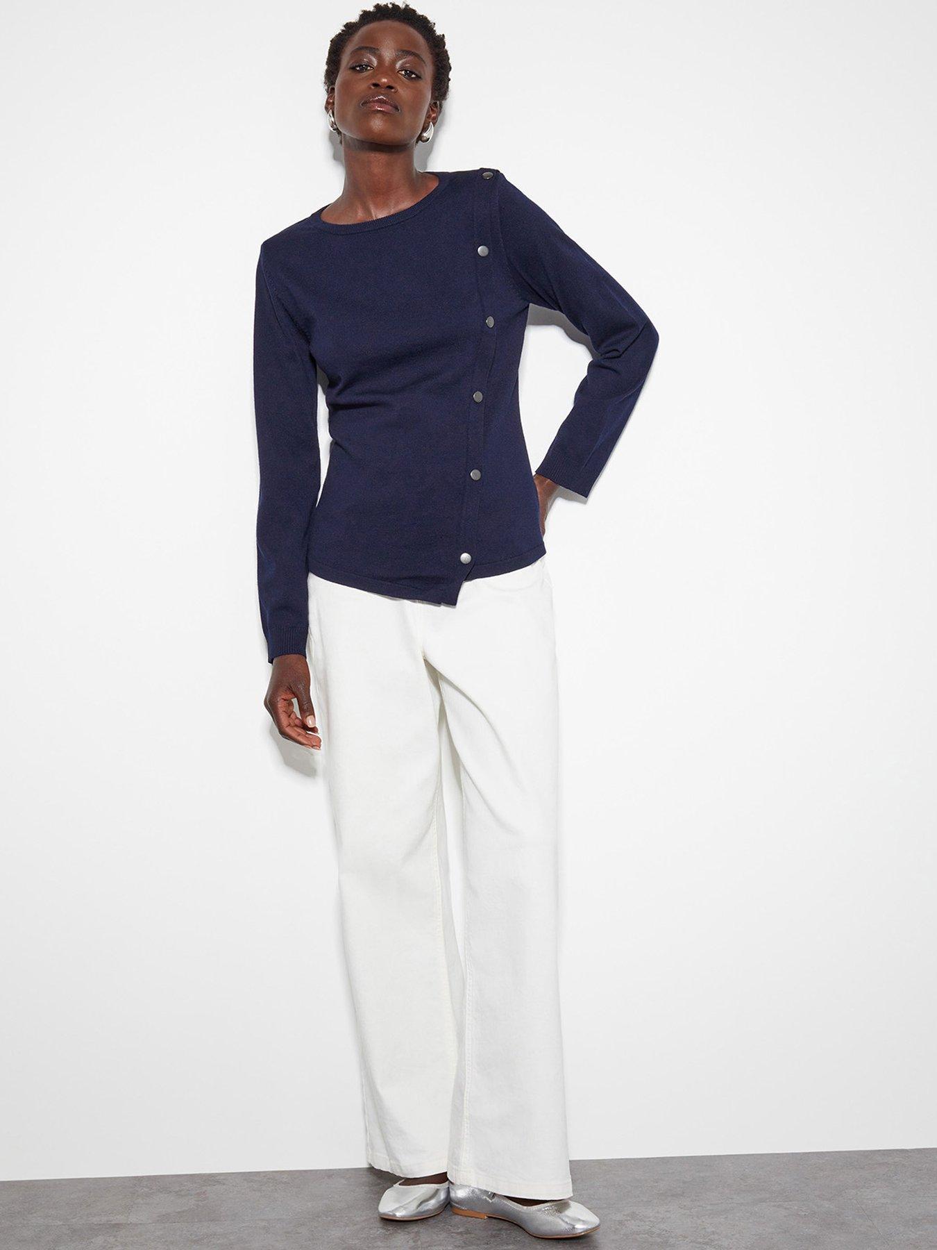 Image 3 of 6 of Monsoon Blythe Button Jumper - Navy