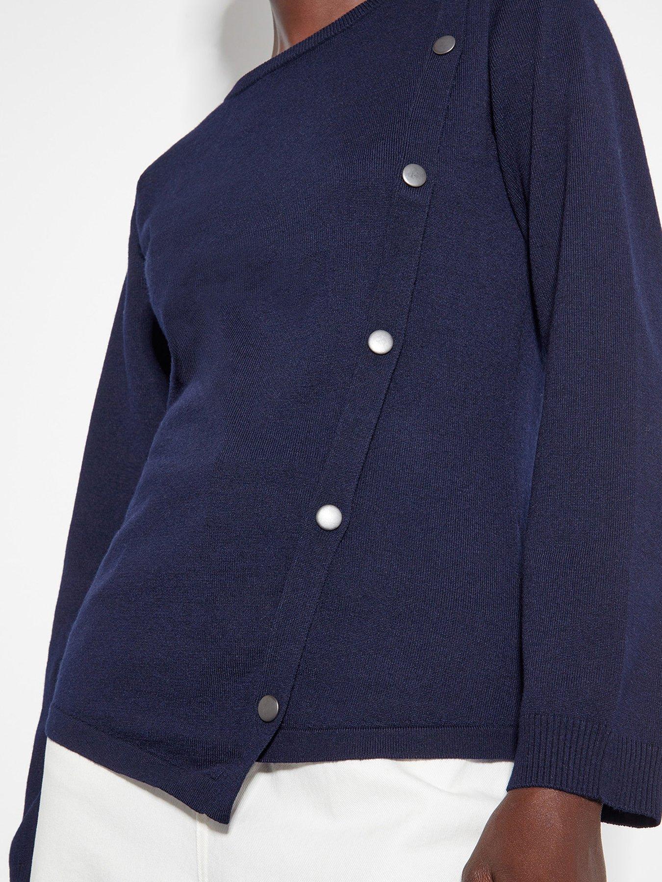 Image 4 of 6 of Monsoon Blythe Button Jumper - Navy