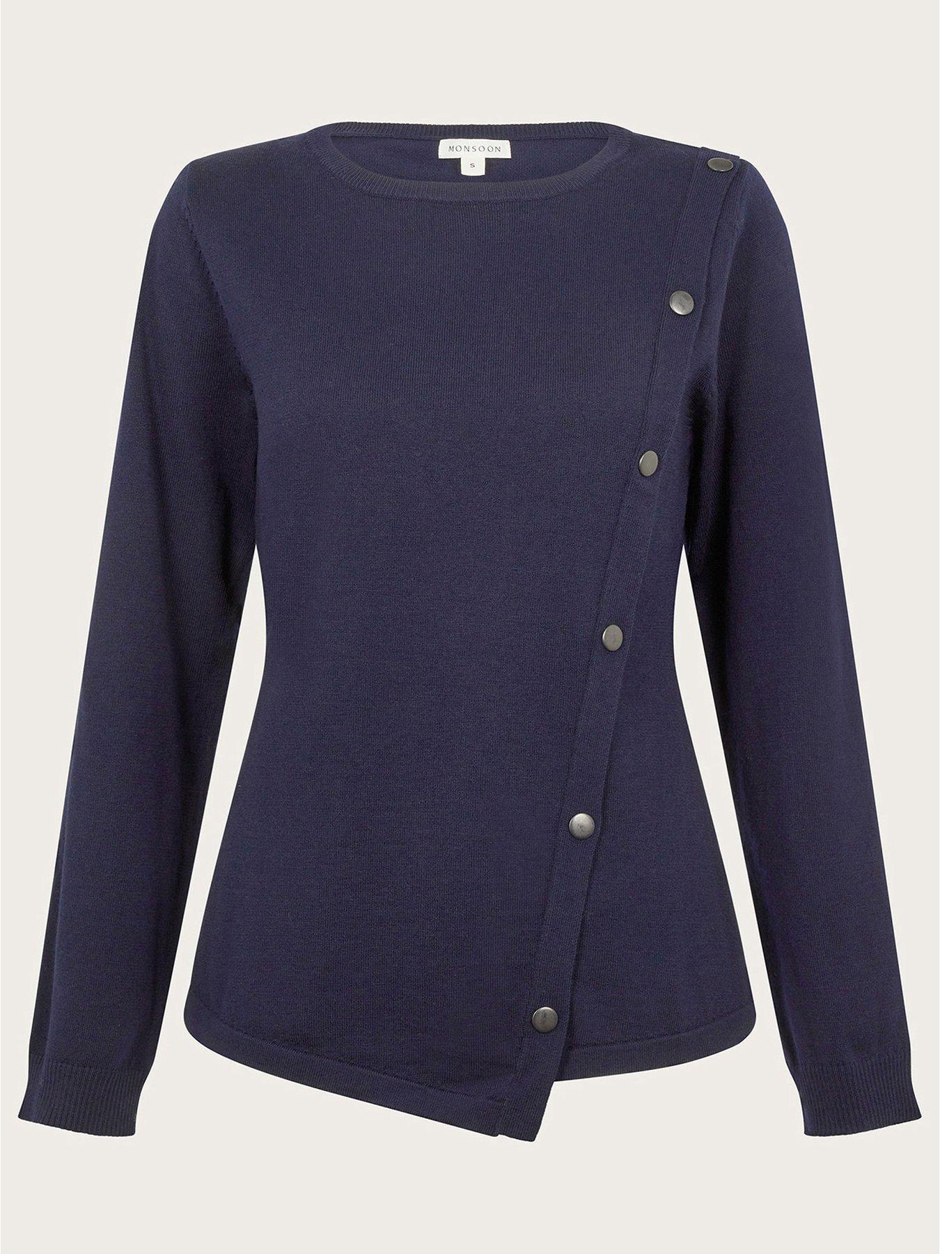 Image 6 of 6 of Monsoon Blythe Button Jumper - Navy