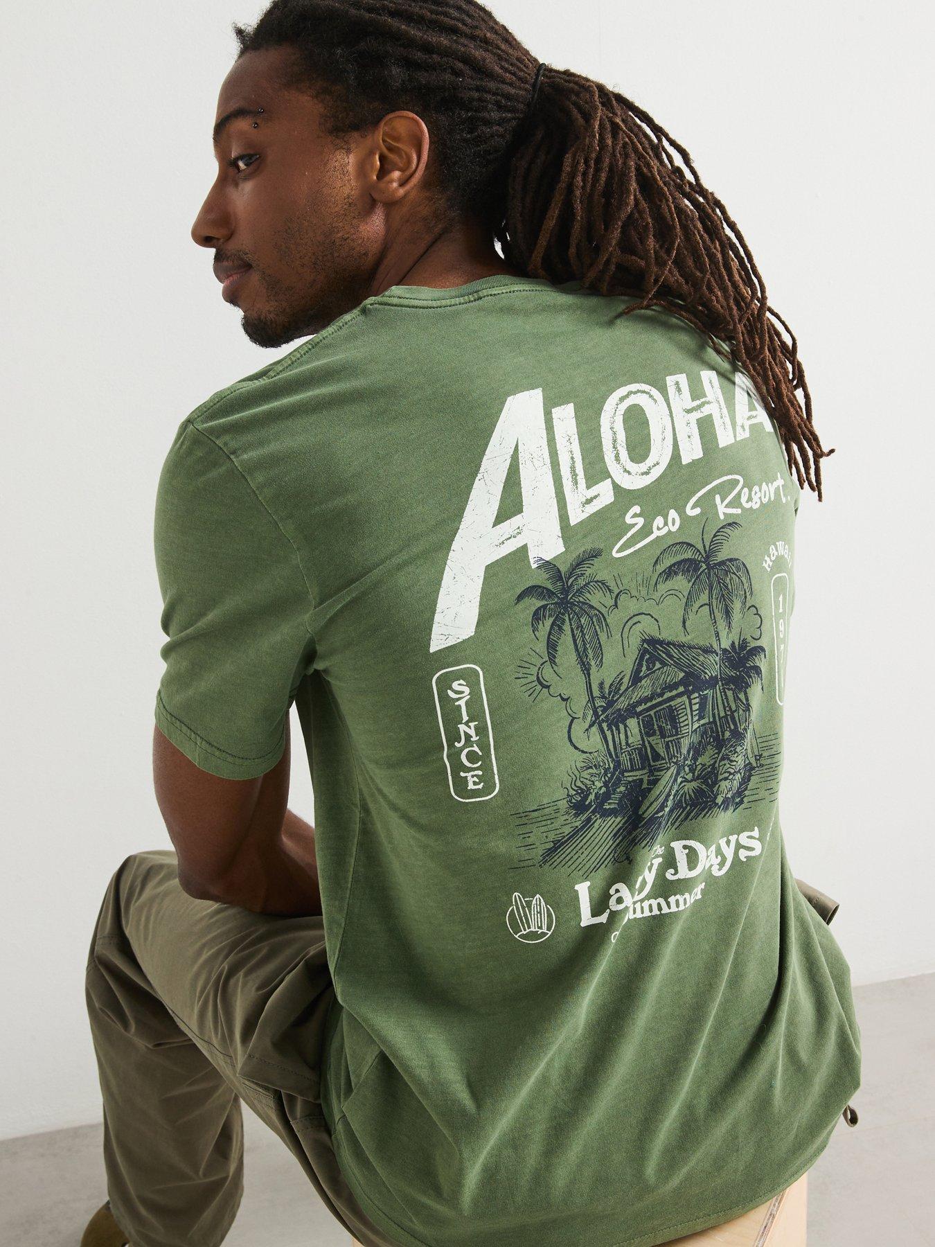 Image 1 of 6 of Very Man Back And Chest Graphic T-Shirt - Green
