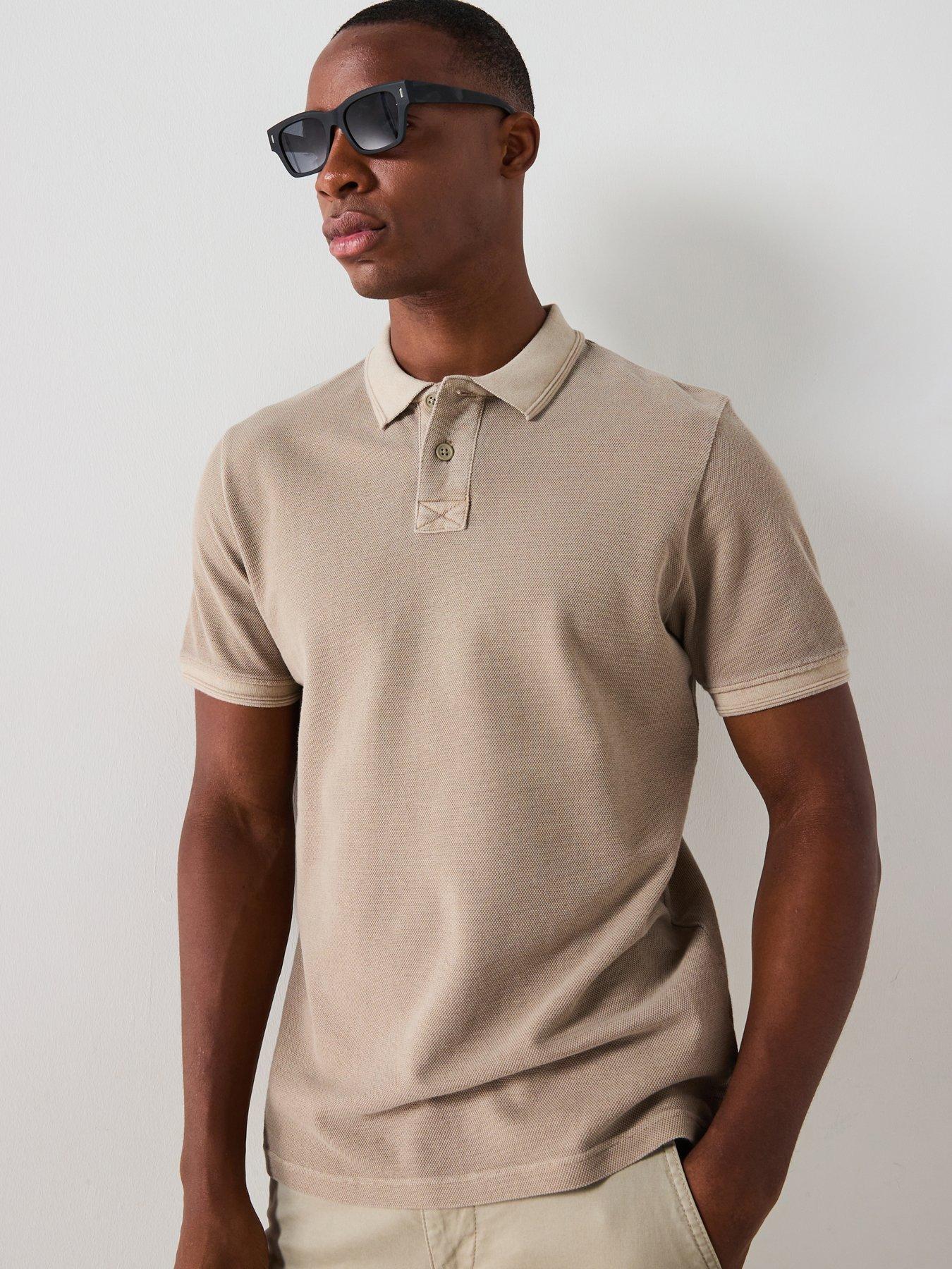 undefined Garment Washed Pique Polo Shirt - Natural