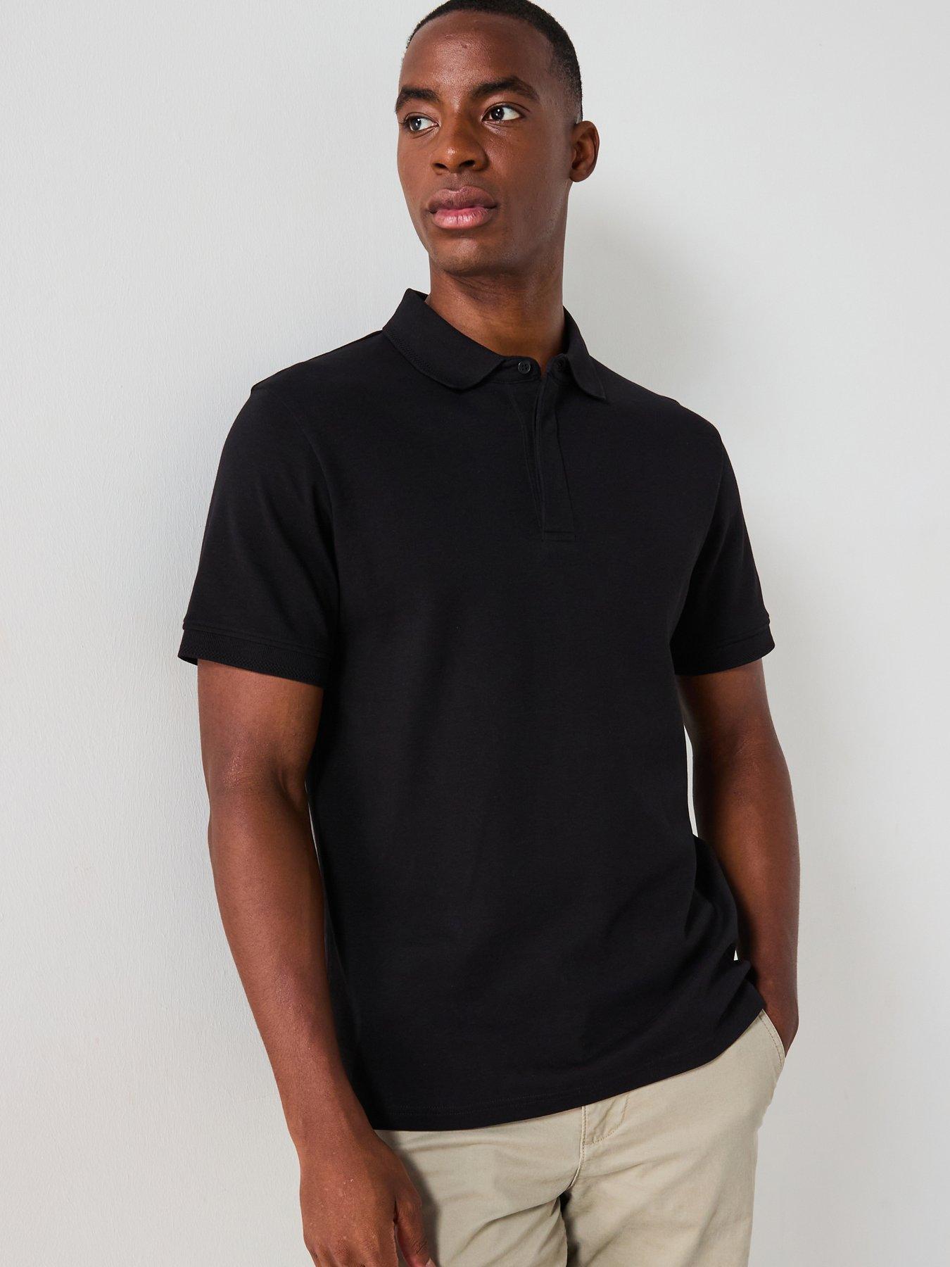 undefined Interlock Concealed Placket Polo - Black