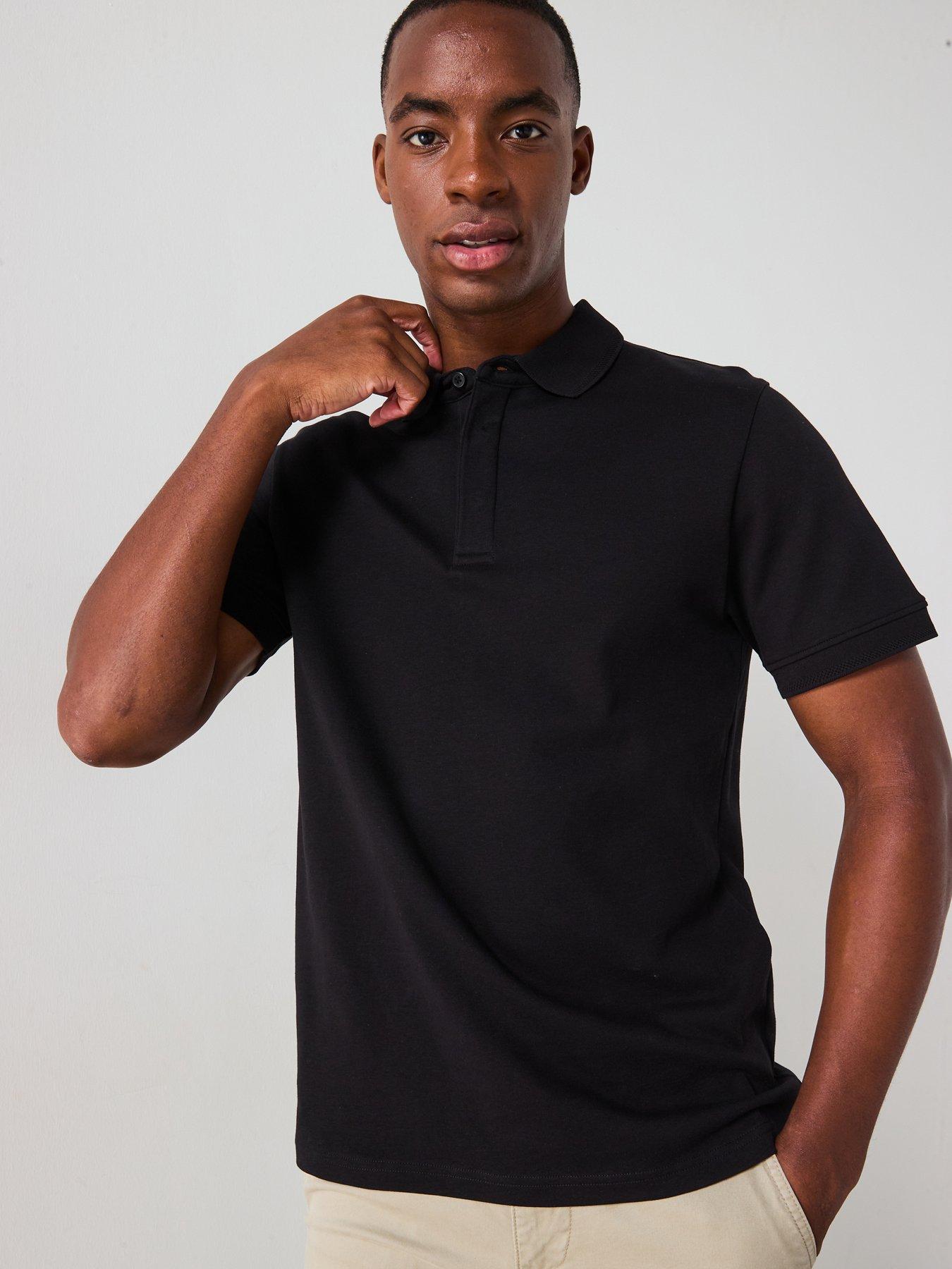 Image 4 of 6 of Very Man Interlock Concealed Placket Polo - Black