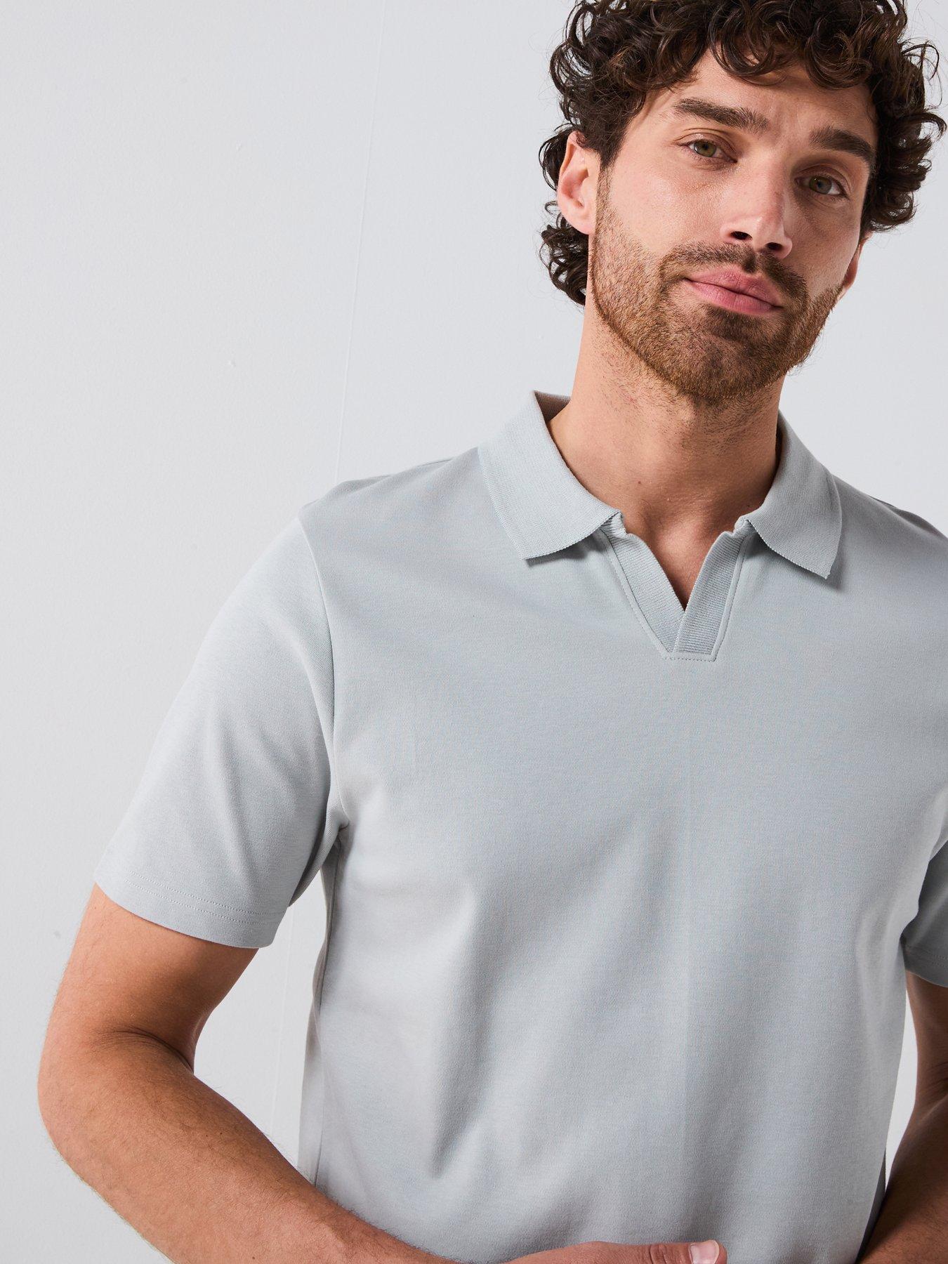 Image 1 of 5 of Very Man Interlock Notch Polo - Light Grey