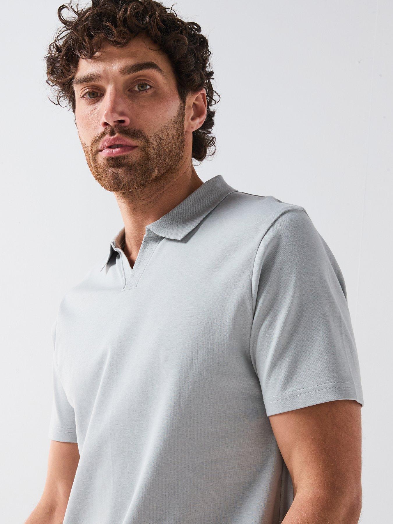 Image 4 of 5 of Very Man Interlock Notch Polo - Light Grey