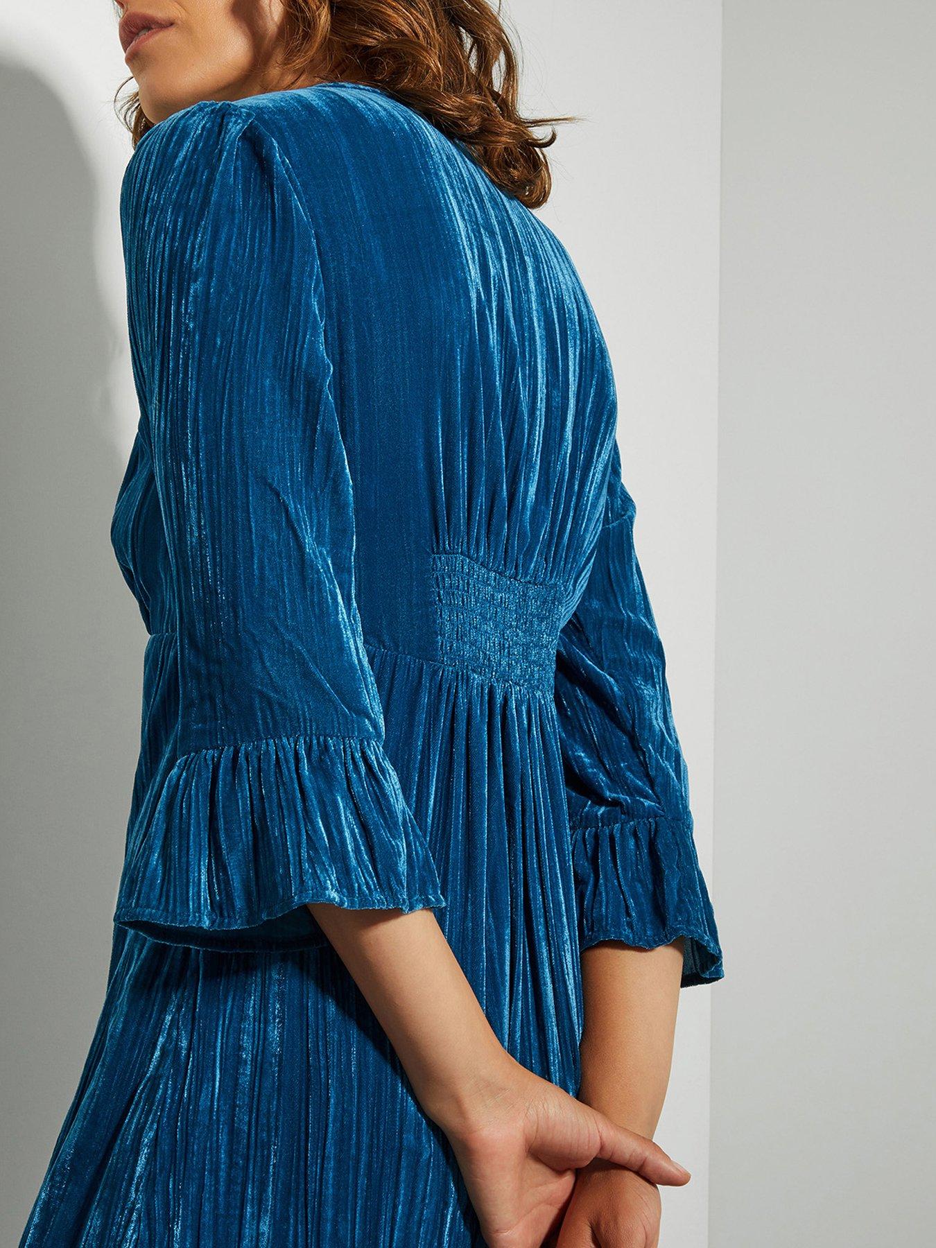 Monsoon teal velvet dress clearance