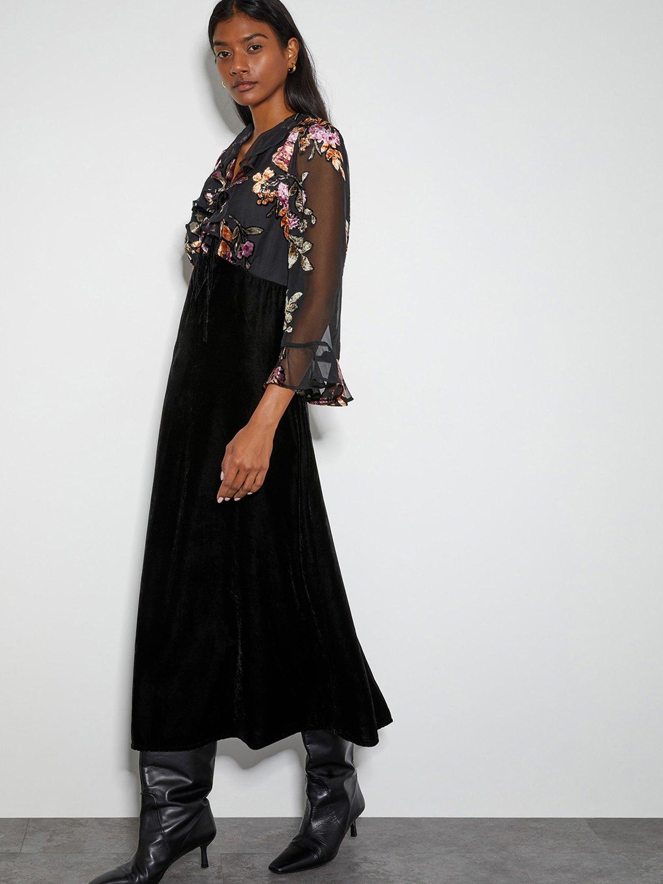 Monsoon Ariella Velvet Dress Black Very