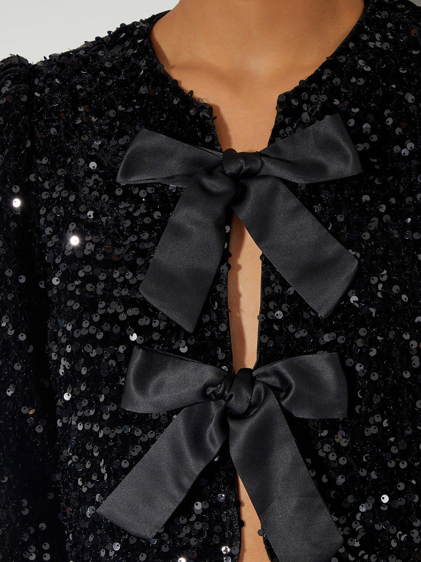 Belinda Bow Sequin Jacket Black
