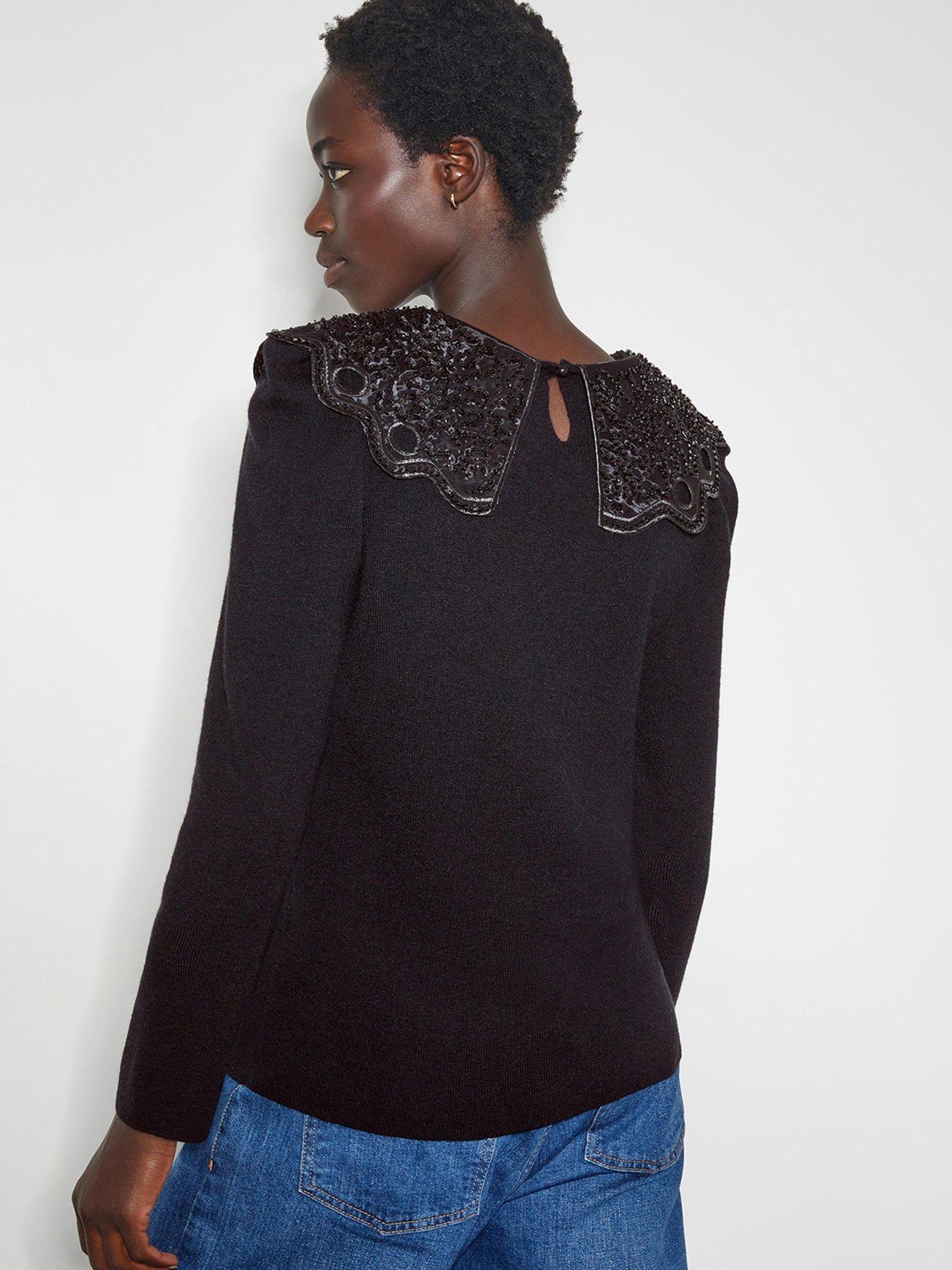 Monsoon Etta Collar Jumper Black Very