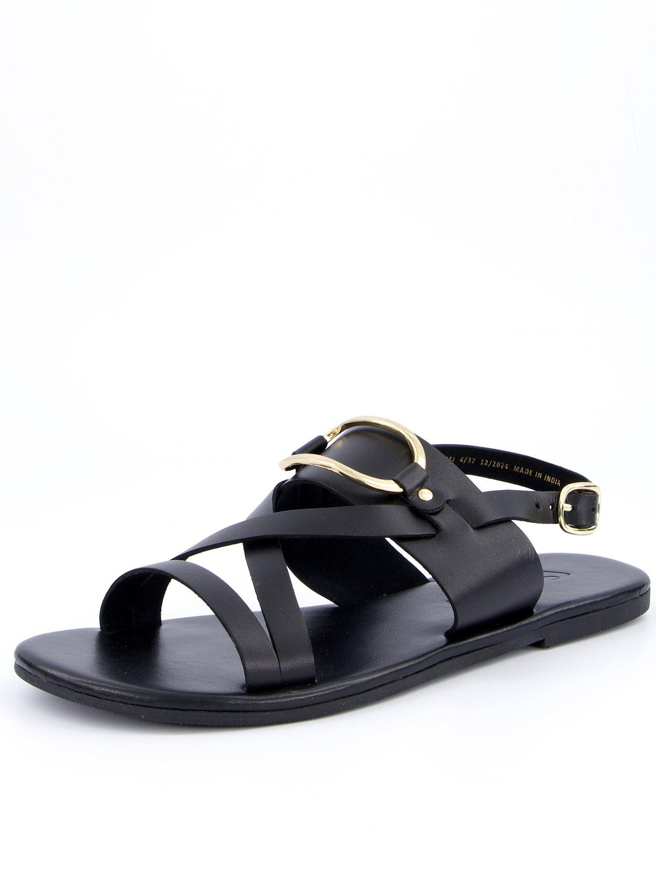 undefined Leather Strappy Sandal - Black