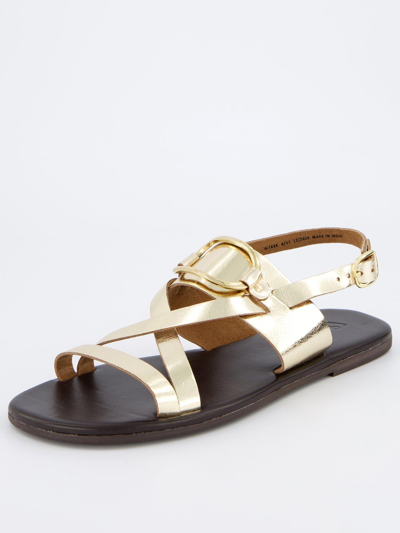 undefined Leather Strappy Sandal - Gold