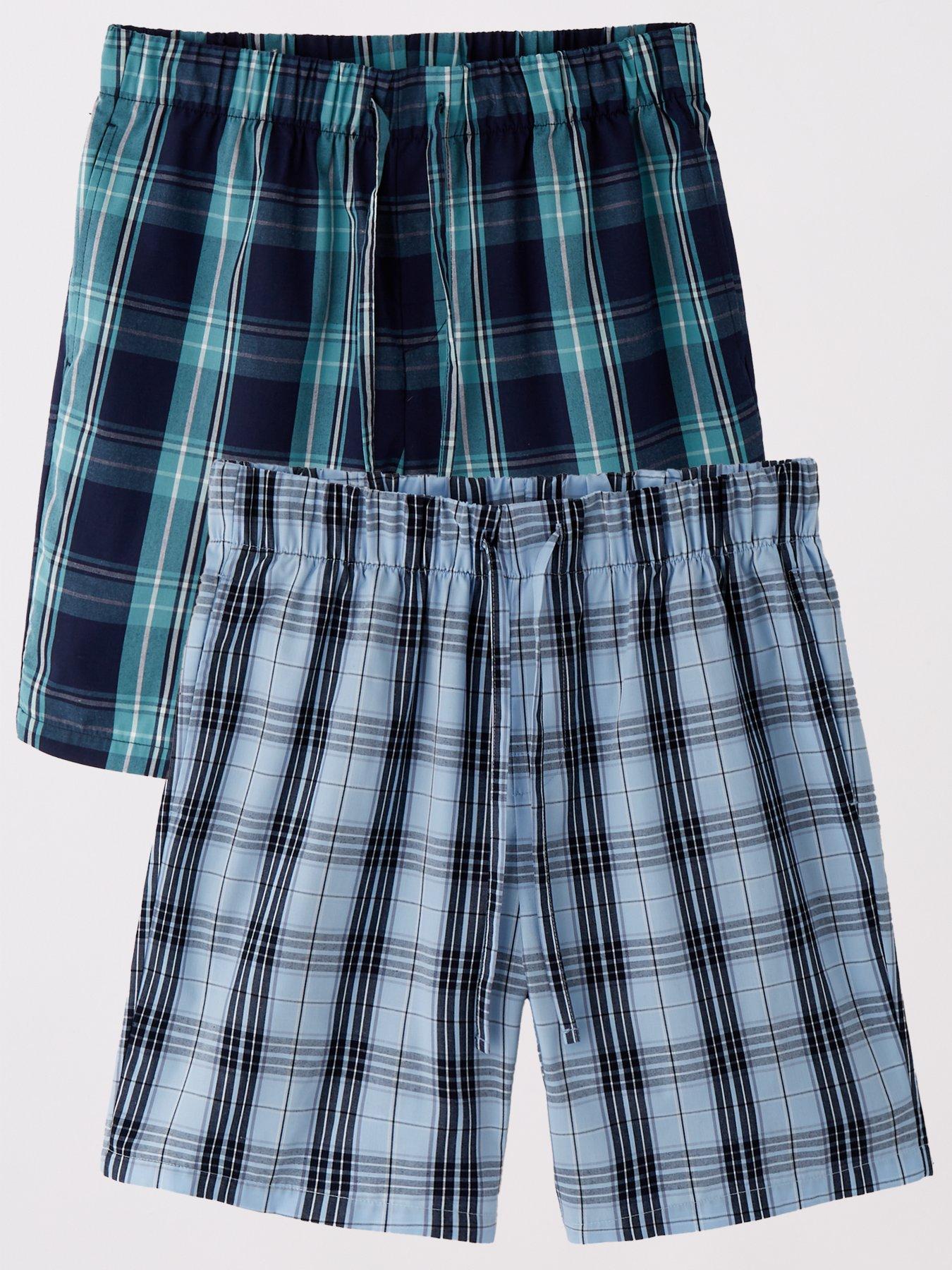 undefined 2 Pack Cotton Blend Check Pyjama short - Navy