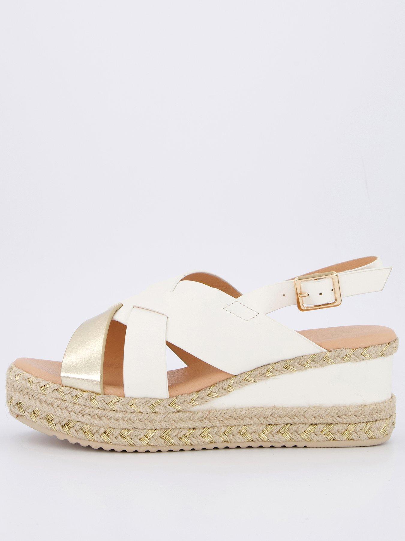 Image 1 of 7 of V by Very Wide Fit Wedge Sandal - White