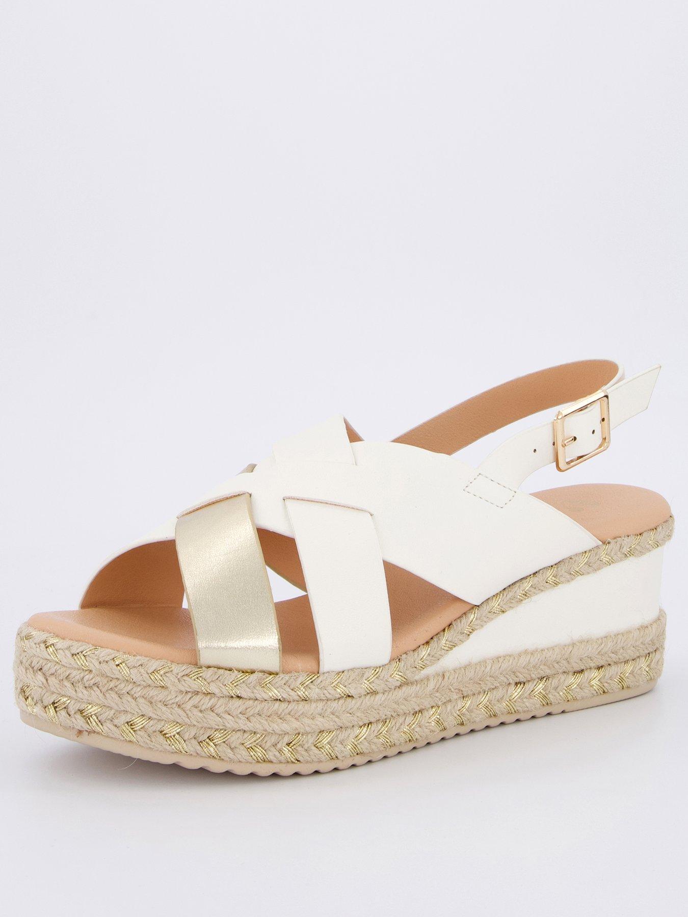 Image 2 of 7 of V by Very Wide Fit Wedge Sandal - White