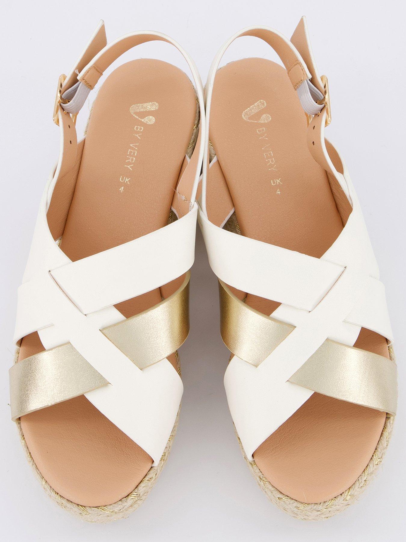 Image 3 of 7 of V by Very Wide Fit Wedge Sandal - White
