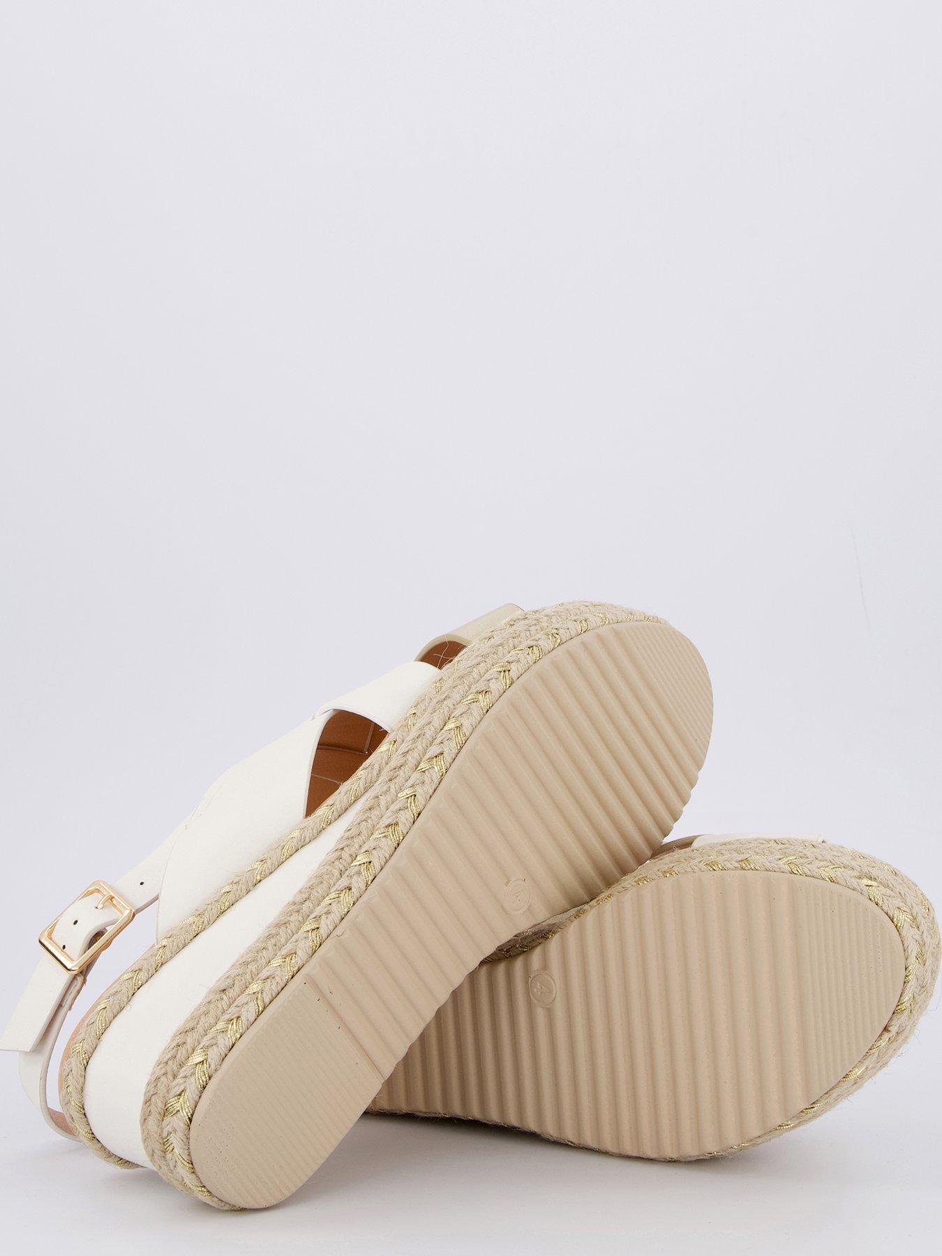 Image 4 of 7 of V by Very Wide Fit Wedge Sandal - White