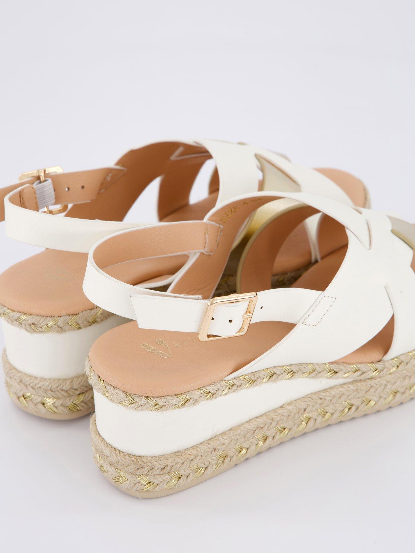 Image 5 of 7 of V by Very Wide Fit Wedge Sandal - White