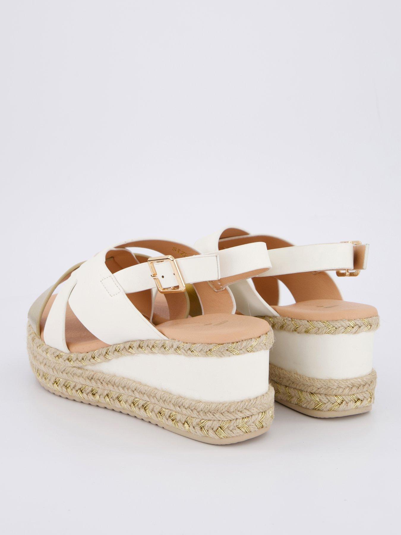 Image 6 of 7 of V by Very Wide Fit Wedge Sandal - White