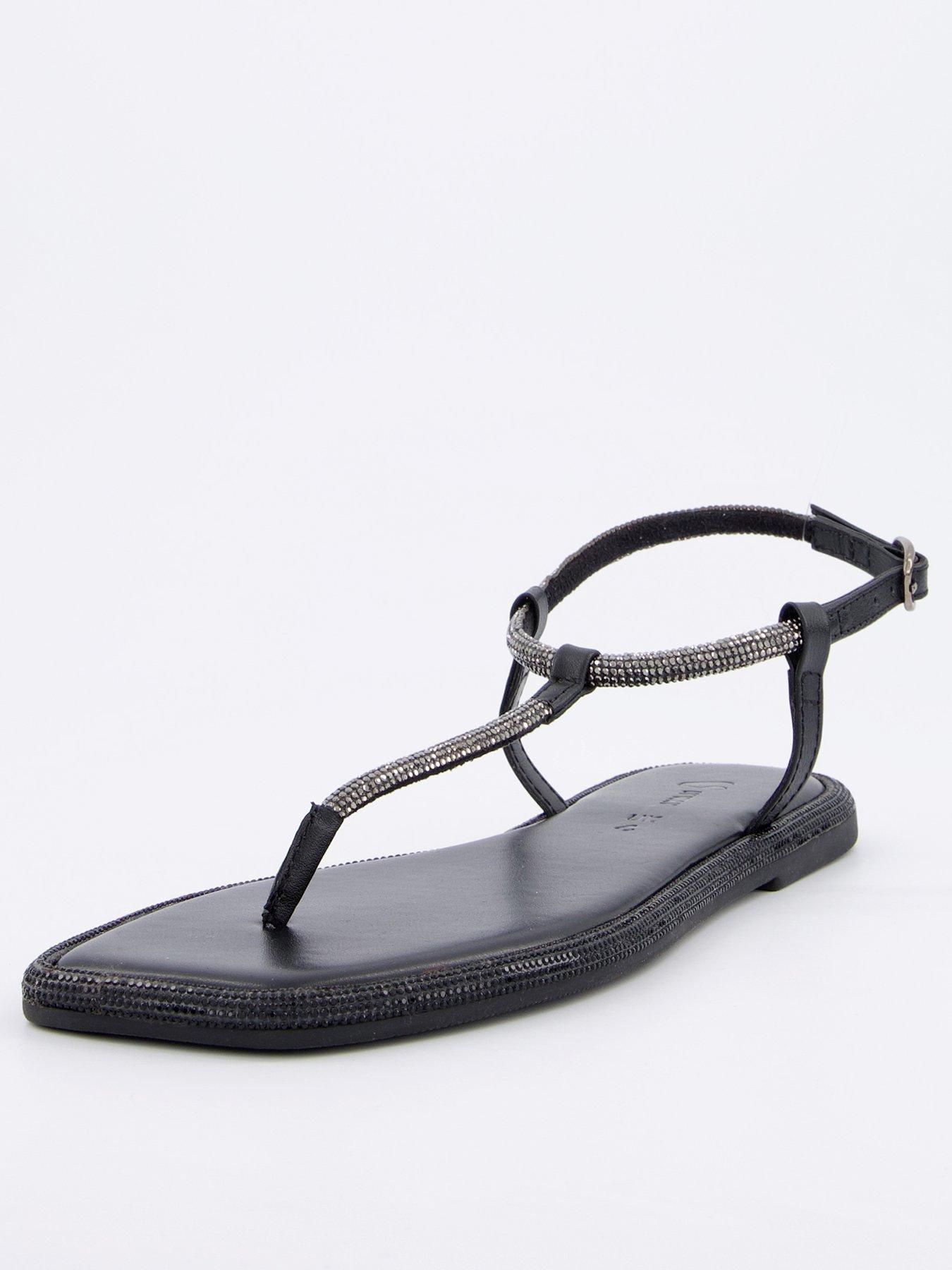 undefined Diamante Toe Post Sandal - Black