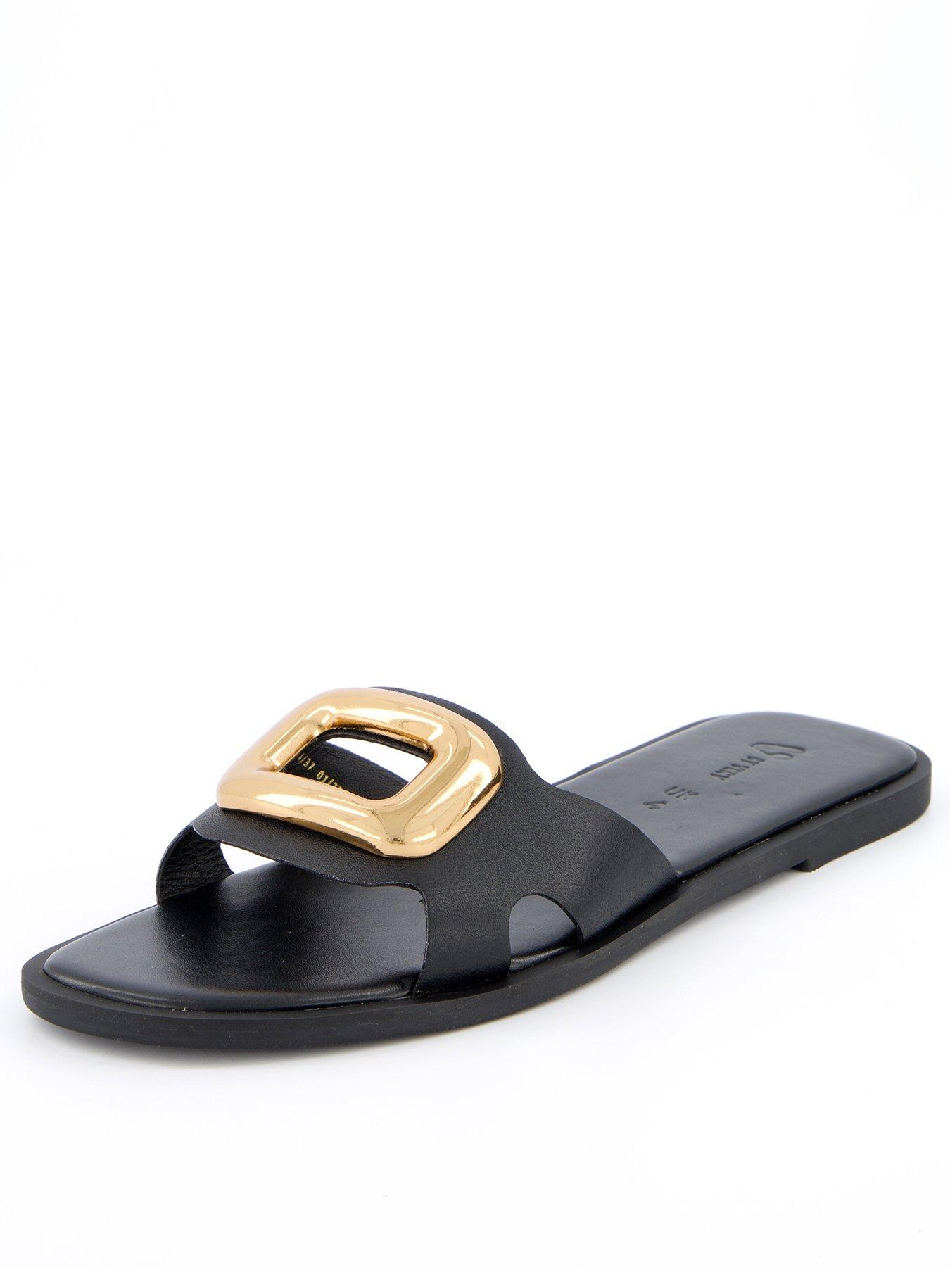 Image 2 of 6 of V by Very Leather Eyelet Slider - Black