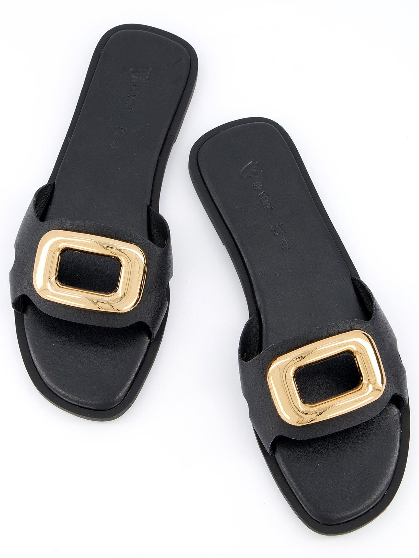 Image 3 of 6 of V by Very Leather Eyelet Slider - Black