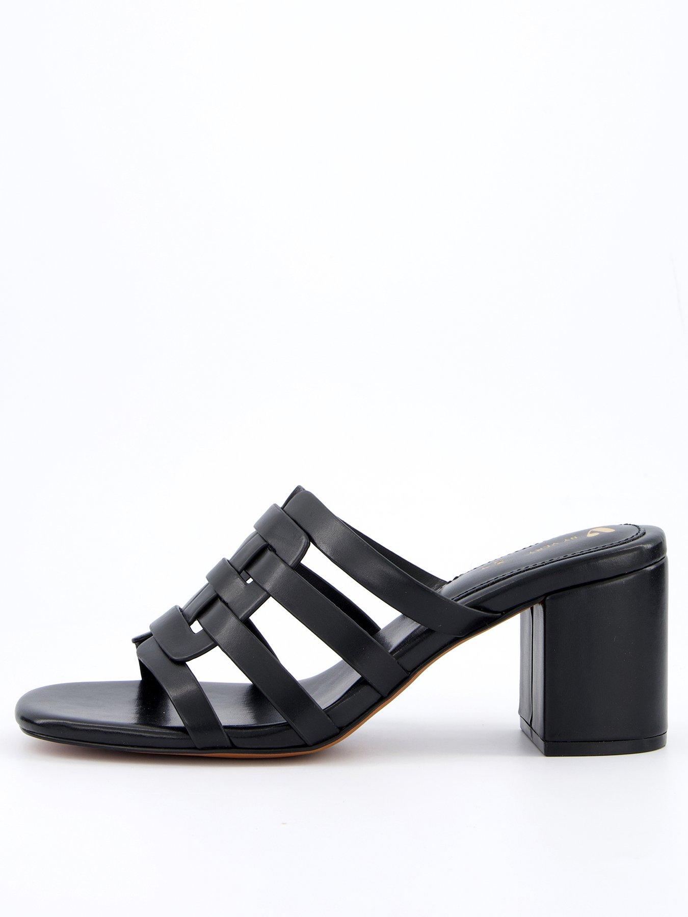 V by Very Block Heel Mule Sandal Black Very