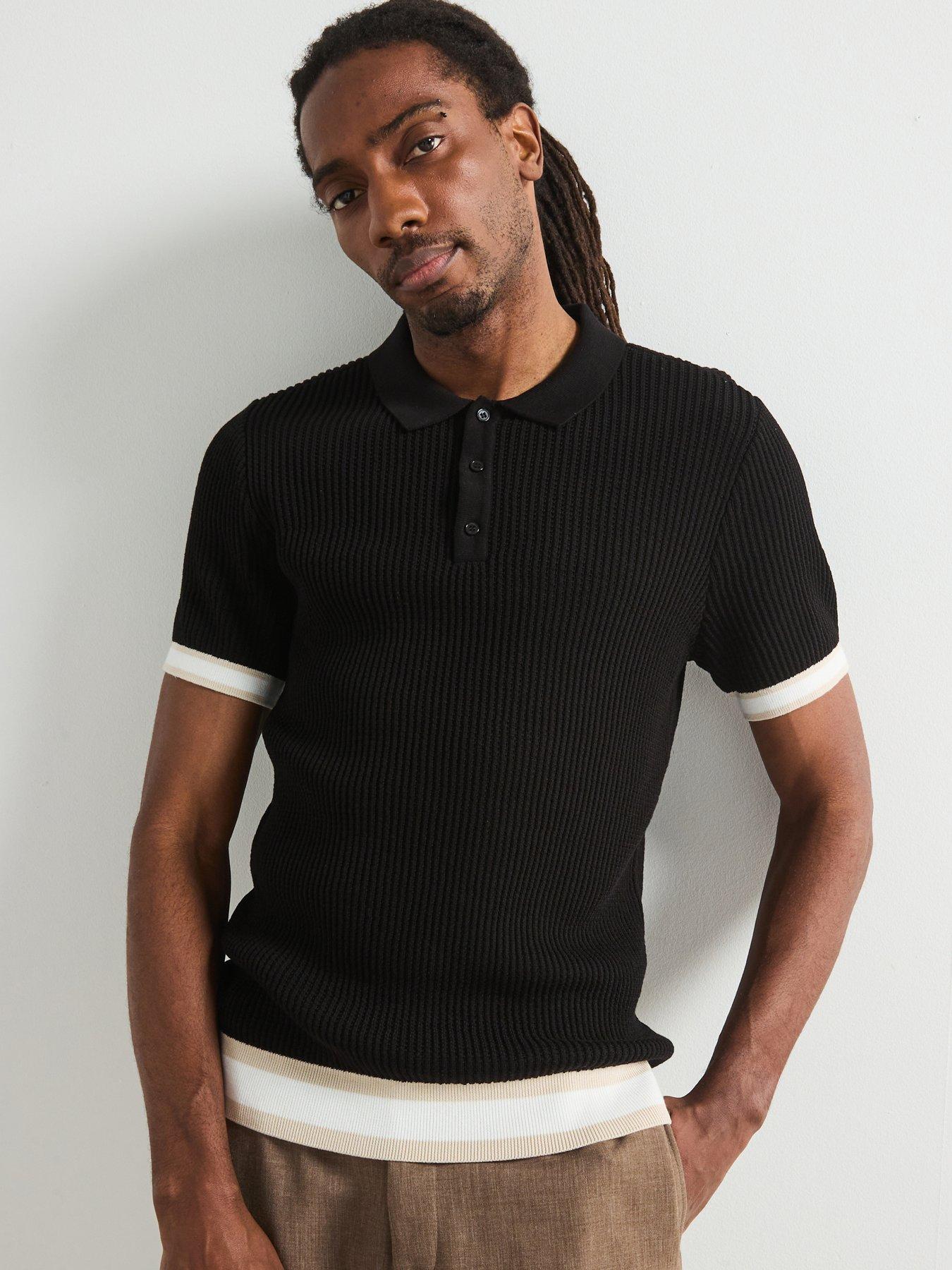 undefined Knitted Tipped Polo Shirt - Black