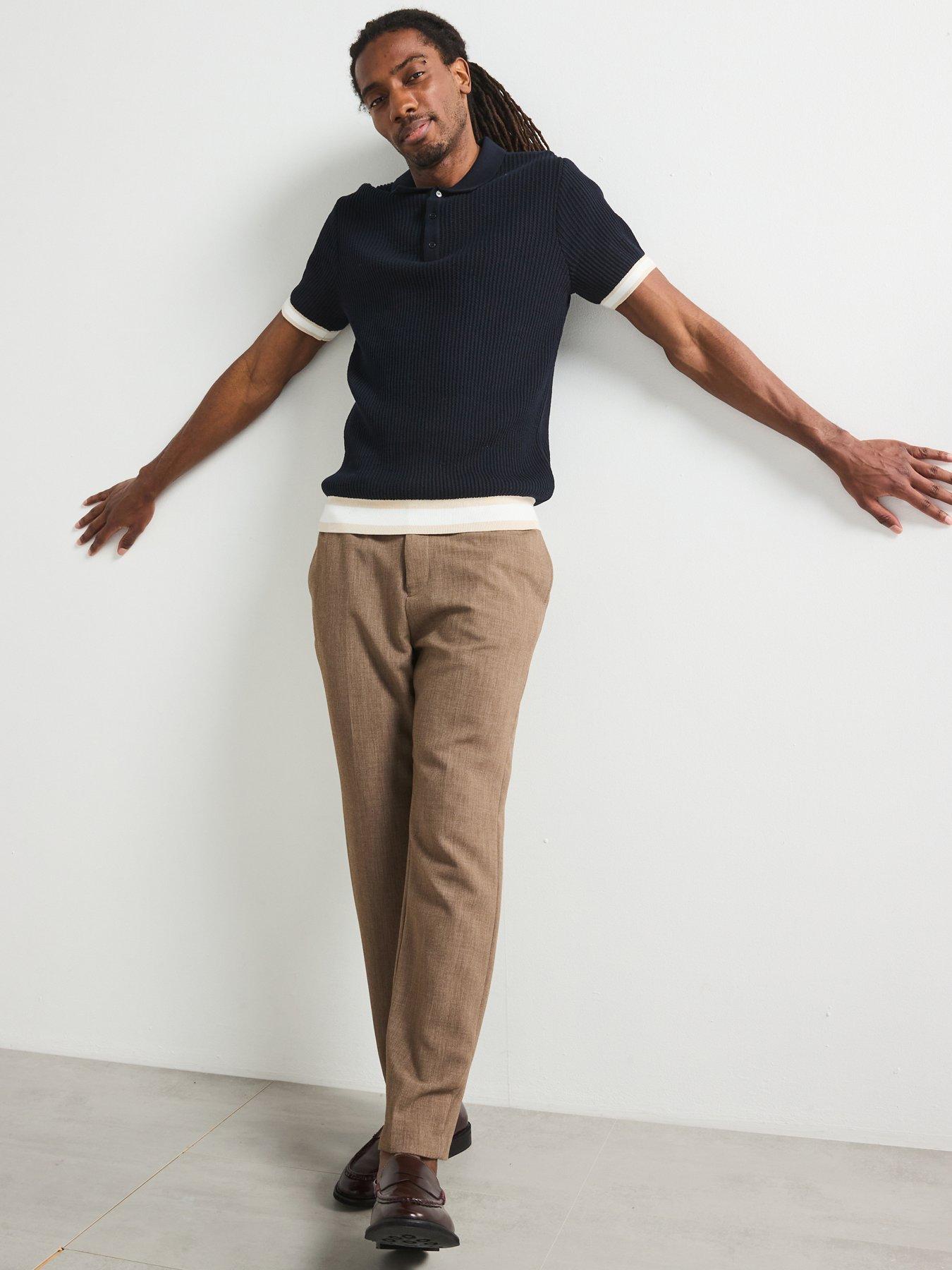 Image 3 of 6 of Very Man Knitted Tipped Polo Shirt - Navy