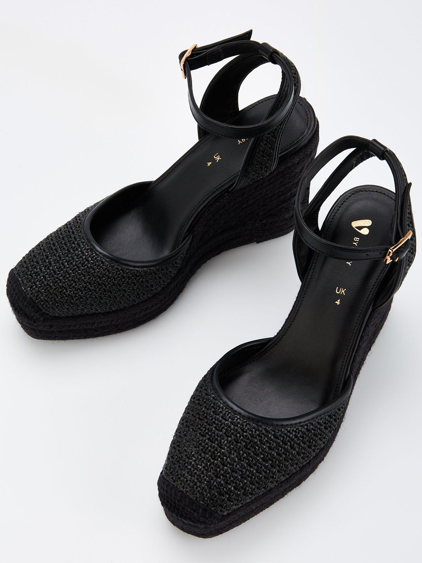 Sandals Black Closed Toe Wedges With Ankle Strap Wedge Sandals