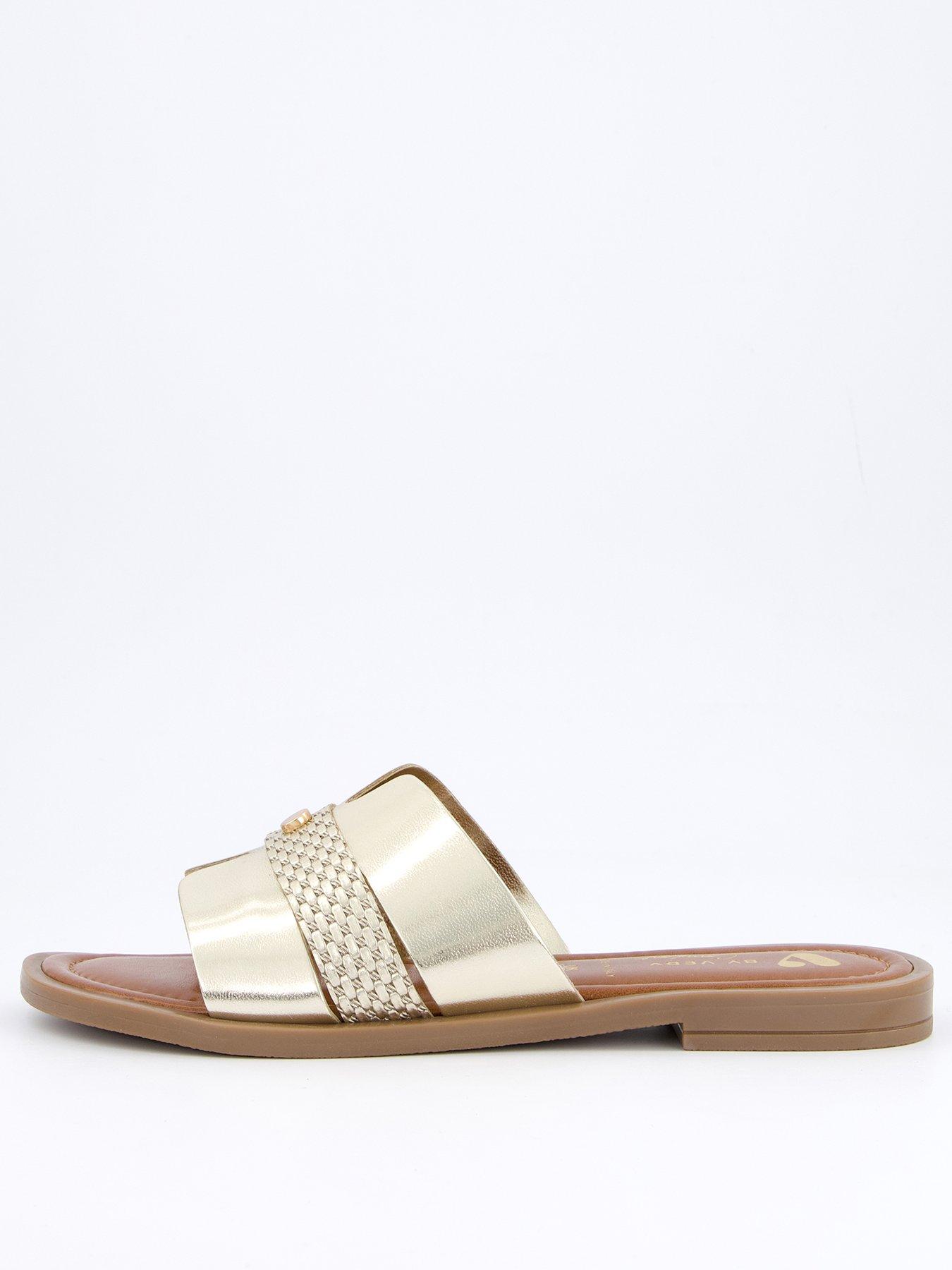 V by Very Comfort Wide Fit Comfort Sliders Gold Very