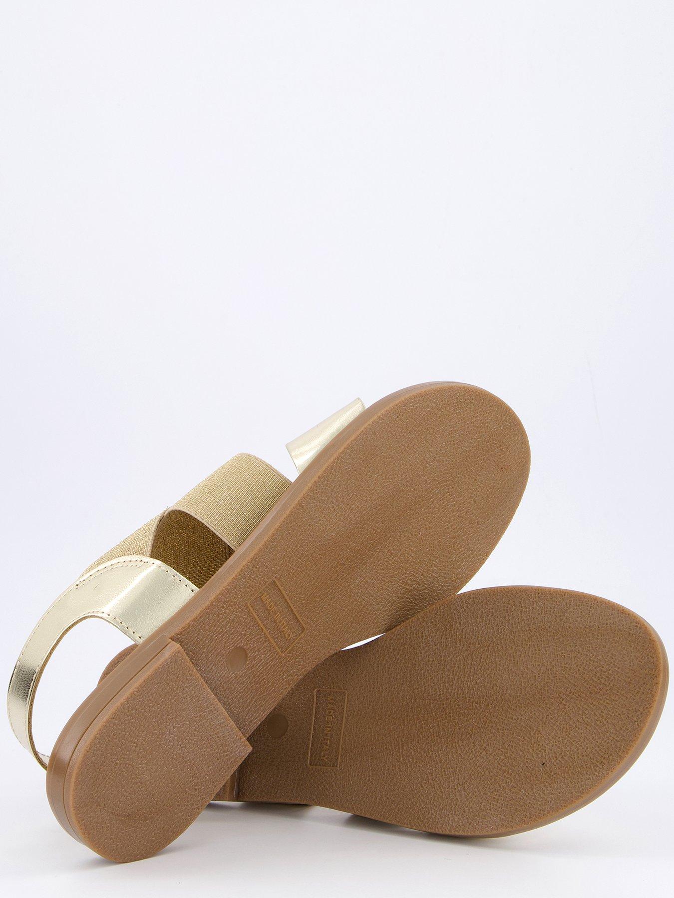 Image 4 of 7 of V by Very Comfort Wide Fit Comfort Elastic Flat Sandals - Gold&nbsp;