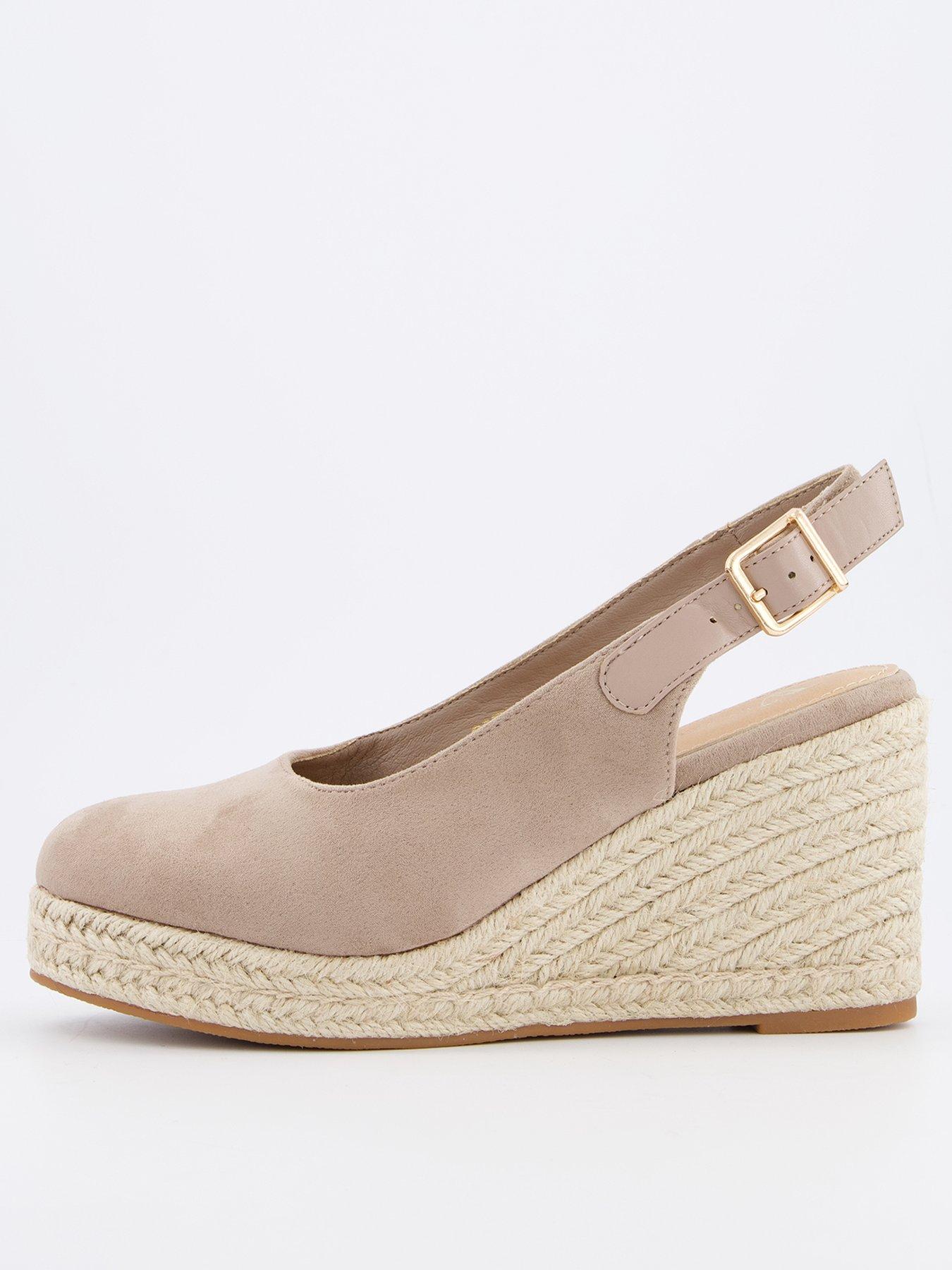 Image 1 of 7 of V by Very Wide Fit Close Toe Wedge Sling Back - Taupe
