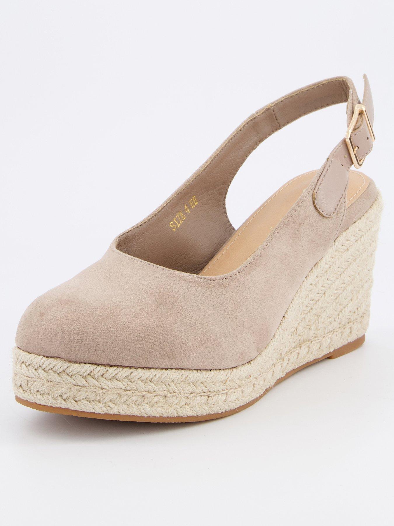 Image 2 of 7 of V by Very Wide Fit Close Toe Wedge Sling Back - Taupe