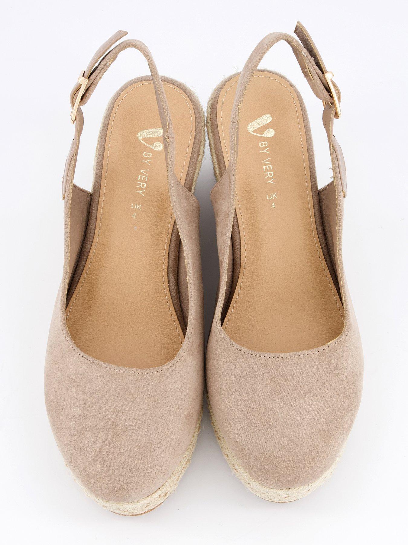 Image 3 of 7 of V by Very Wide Fit Close Toe Wedge Sling Back - Taupe