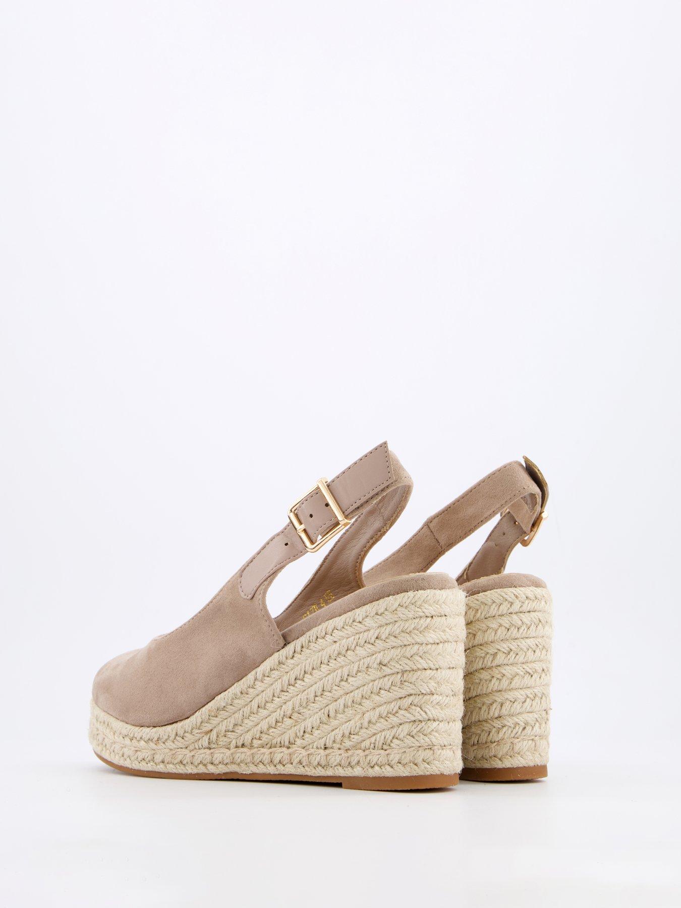 Image 6 of 7 of V by Very Wide Fit Close Toe Wedge Sling Back - Taupe