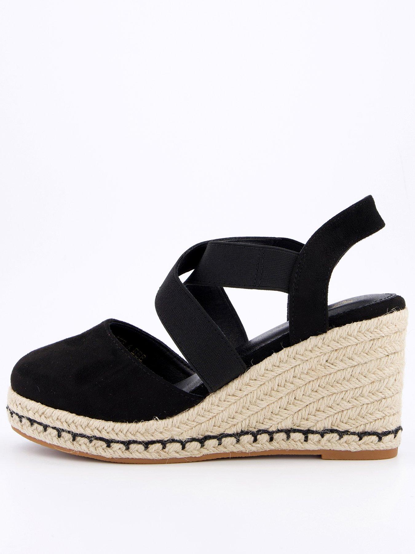 V by Very Extra Wide Fit Closed Toe Wedge With Elastic Strap