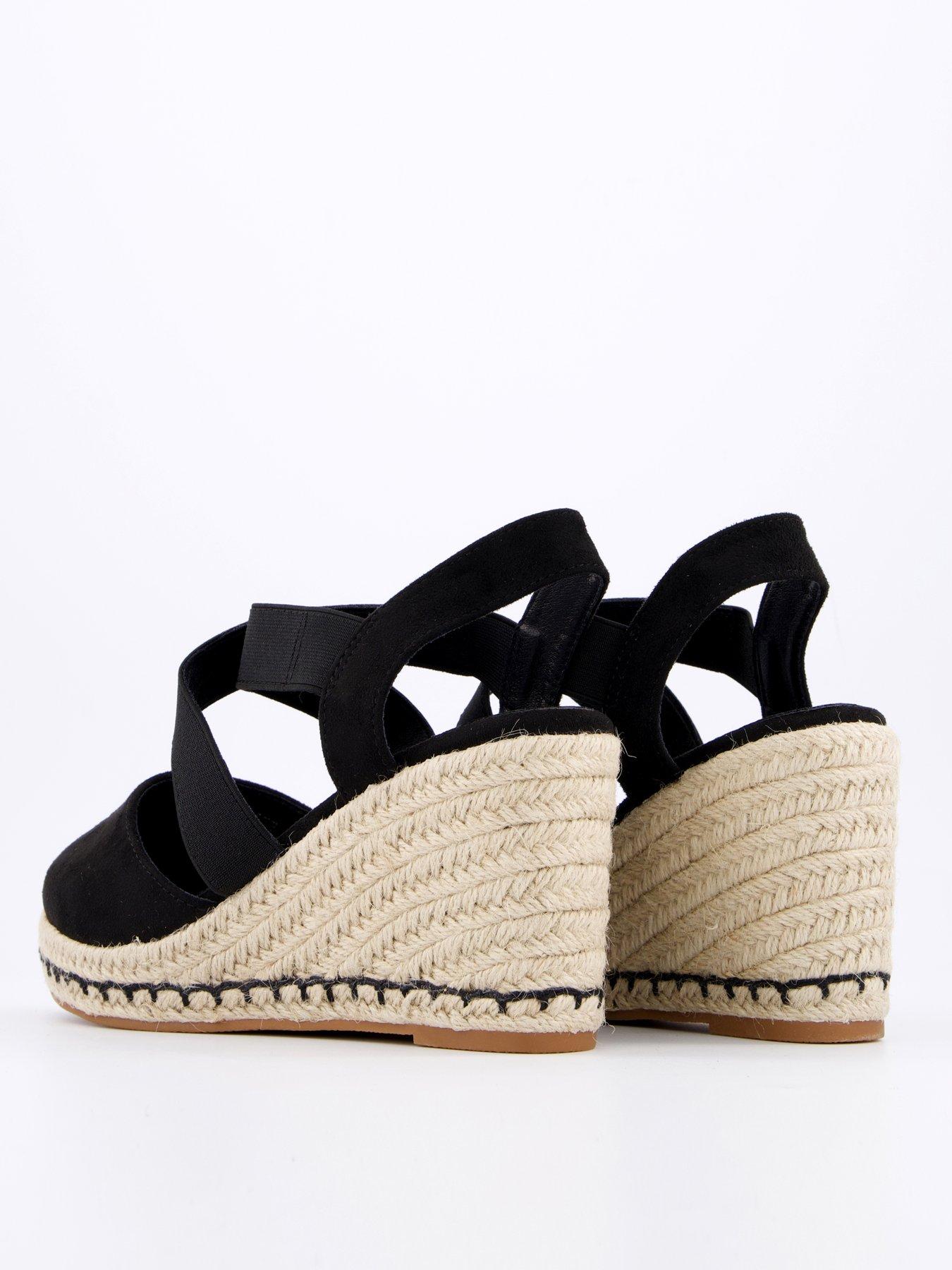 V by Very Extra Wide Fit Closed Toe Wedge With Elastic Strap