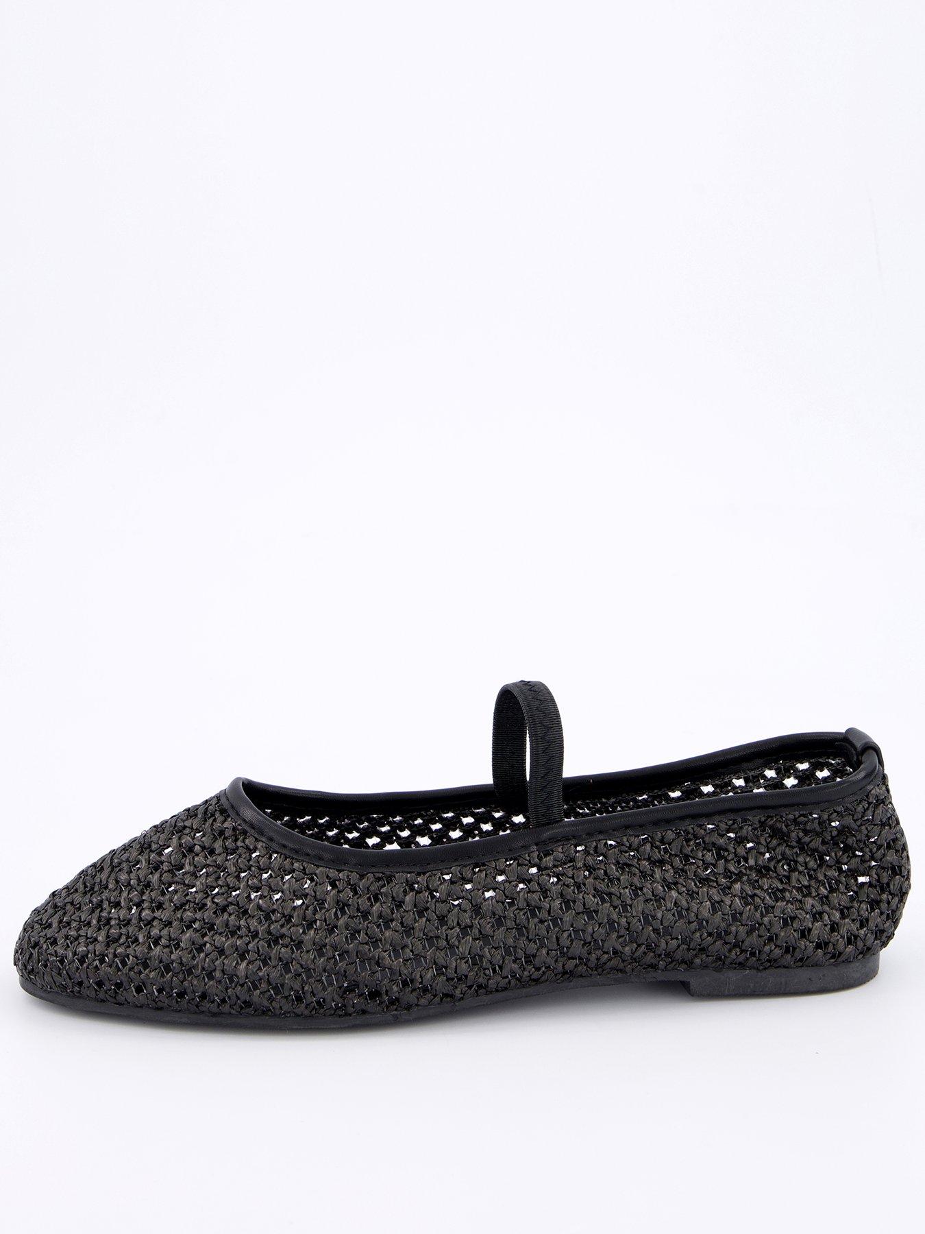 Image 1 of 6 of V by Very Wide Fit Mesh Ballerina - Black