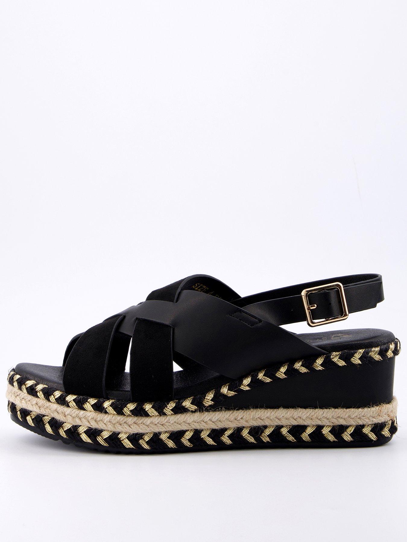 undefined Wide Fit Wedge Sandal  - Black
