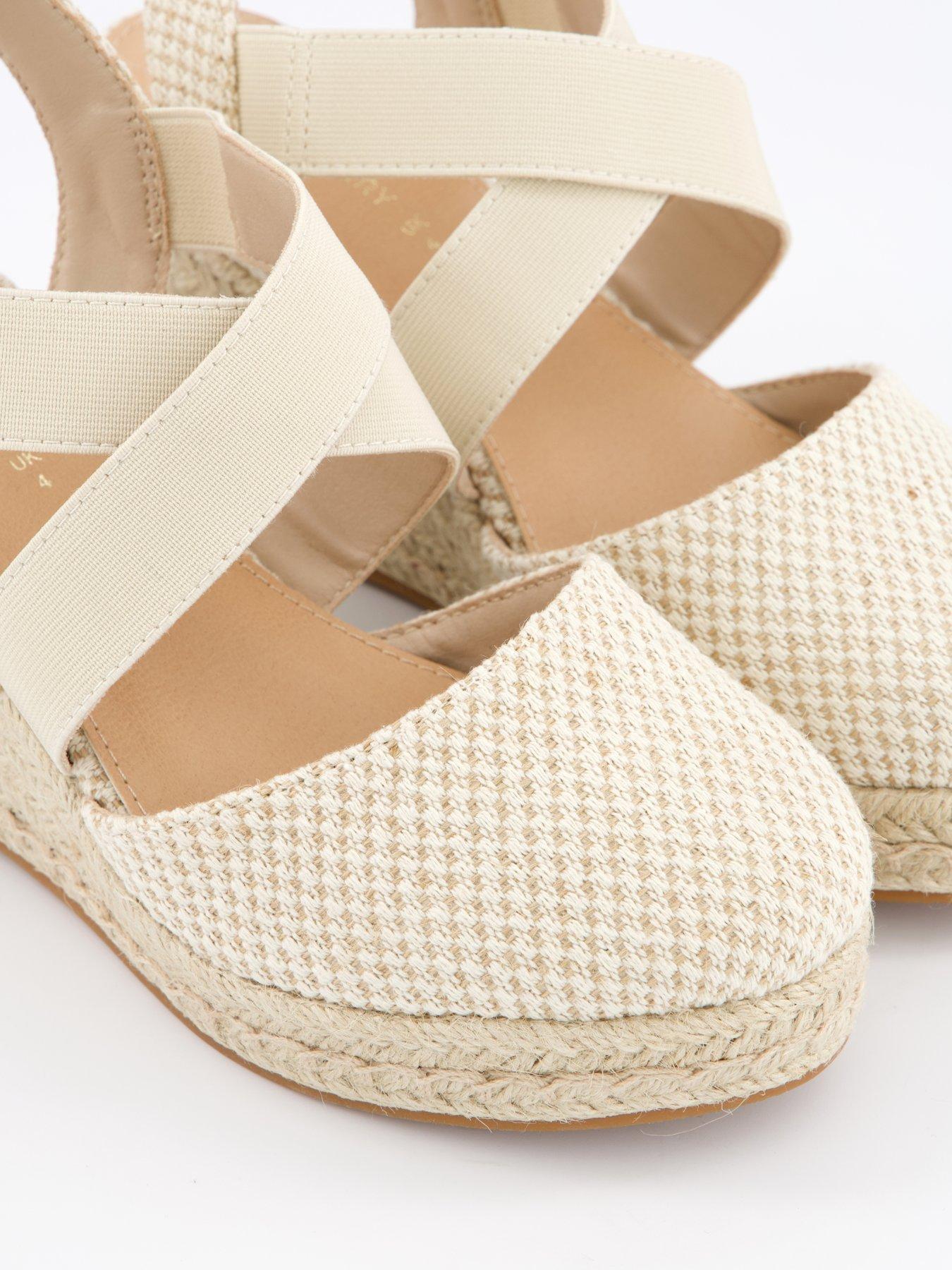 V by Very Extra Wide Fit Closed Toe Wedge With Elastic Strap