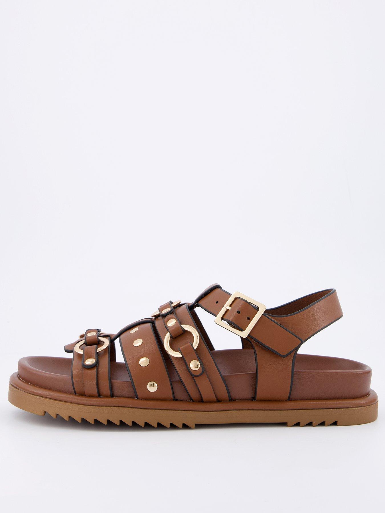 undefined Metal Trim Footbed Sandal - Tan