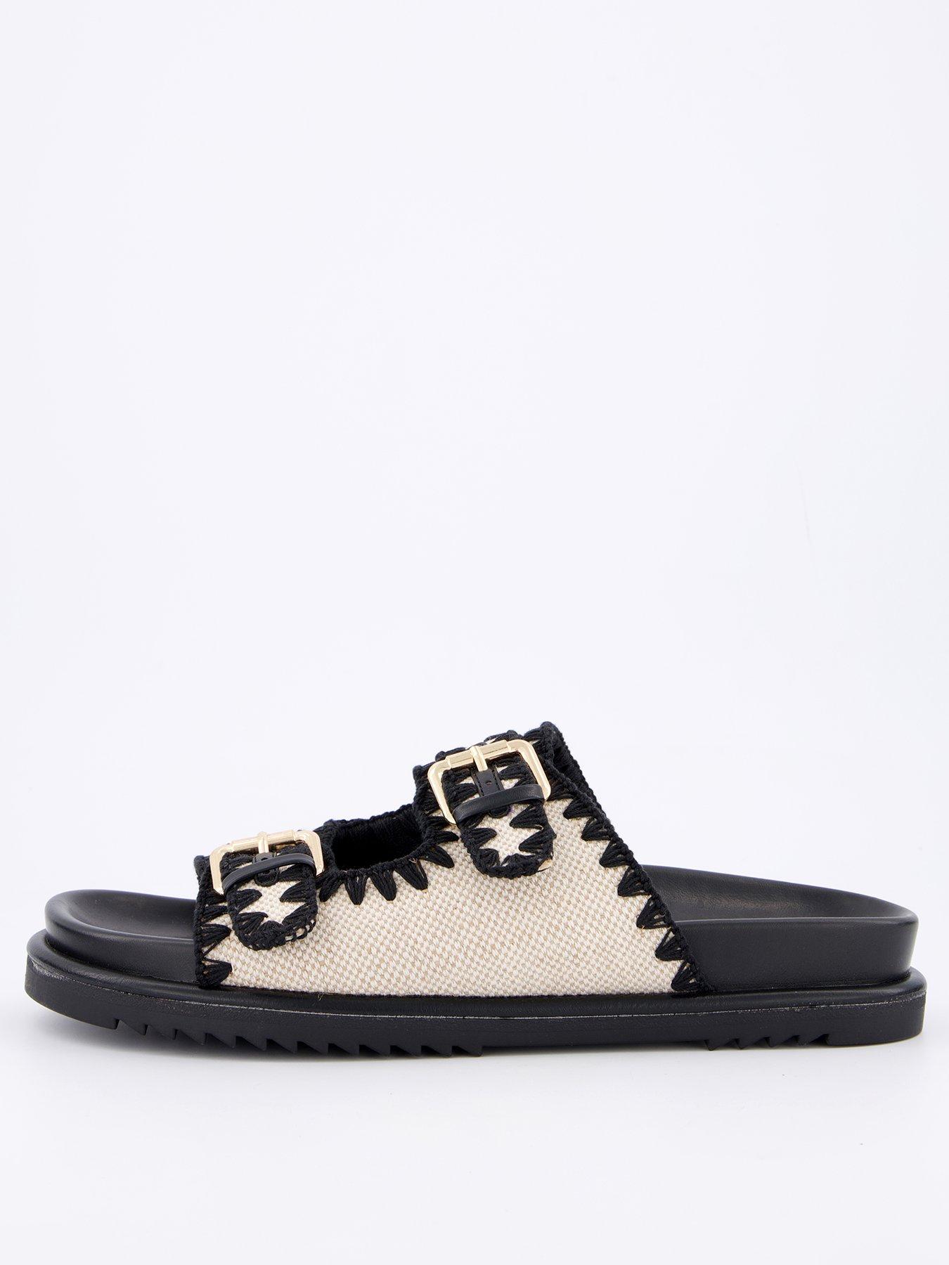 V by Very Double Buckle Footbed Sandal - Mono