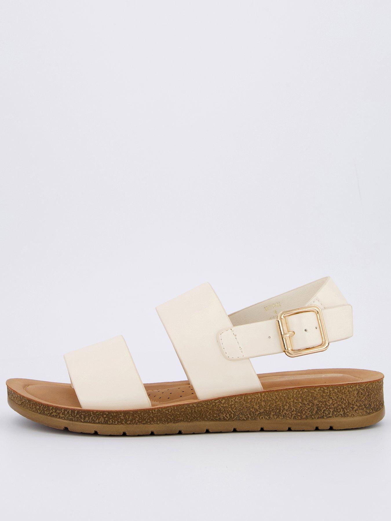 undefined Comfort Twin Strap Sandals - Cream