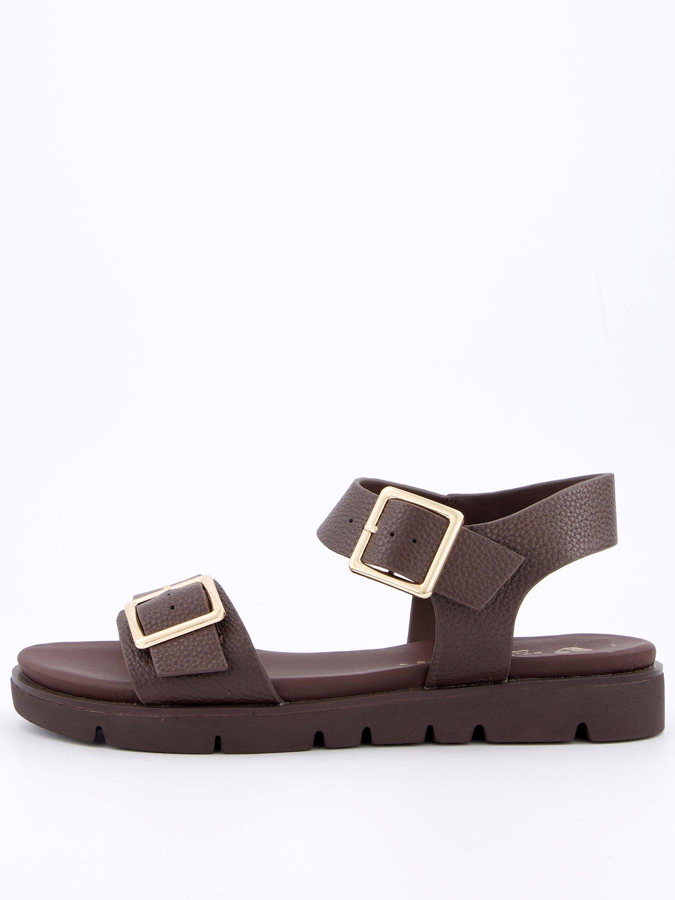 undefined Comfort Double Buckle Sandals - Brown