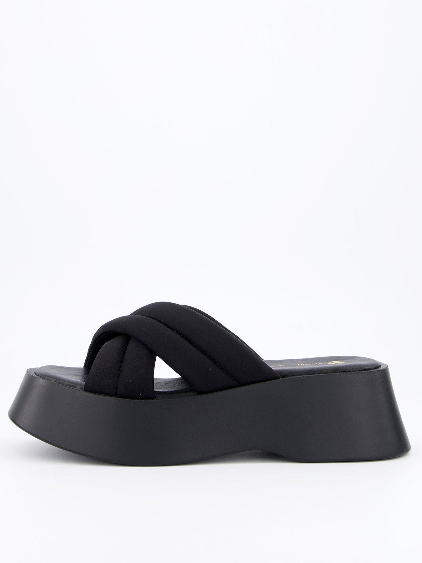 undefined Flatform Padded Cross Strap Sandals - Black